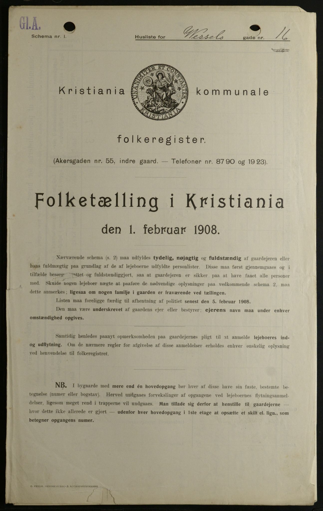 OBA, Municipal Census 1908 for Kristiania, 1908, p. 115075