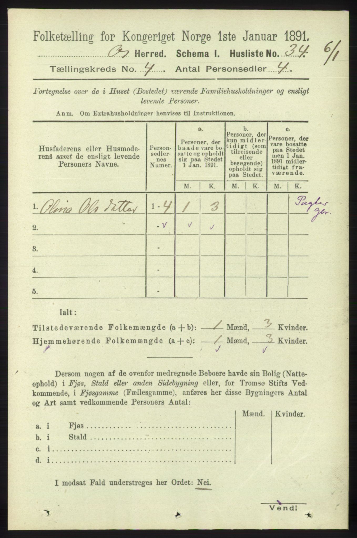 RA, 1891 census for 1243 Os, 1891, p. 1046