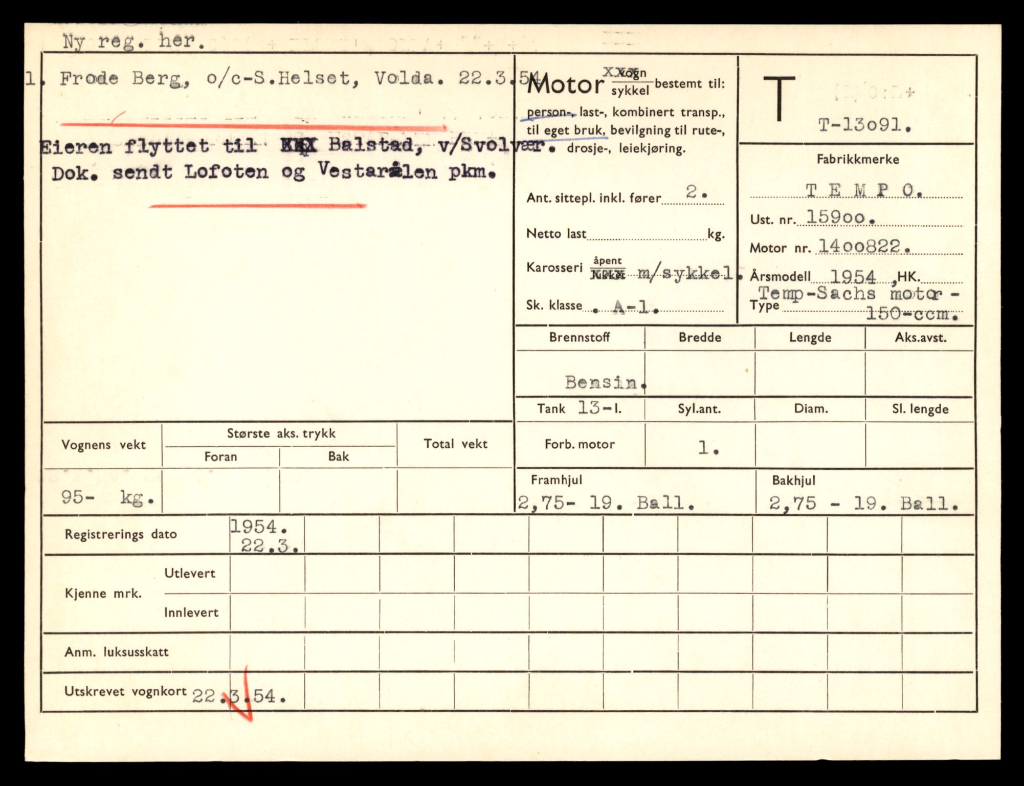 Møre og Romsdal vegkontor - Ålesund trafikkstasjon, AV/SAT-A-4099/F/Fe/L0037: Registreringskort for kjøretøy T 13031 - T 13179, 1927-1998, p. 1217