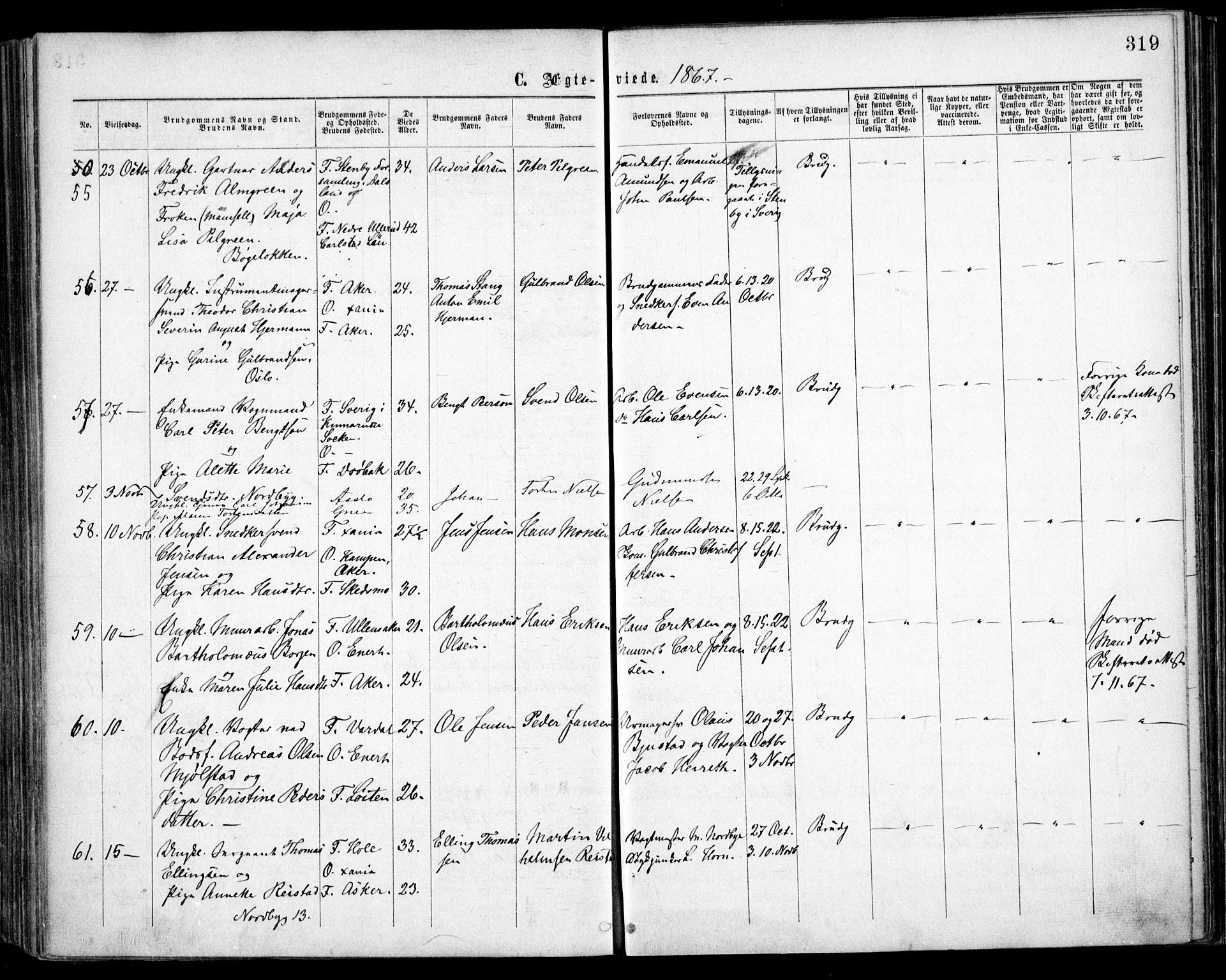 Grønland prestekontor Kirkebøker, AV/SAO-A-10848/F/Fa/L0003: Parish register (official) no. 3, 1862-1868, p. 319