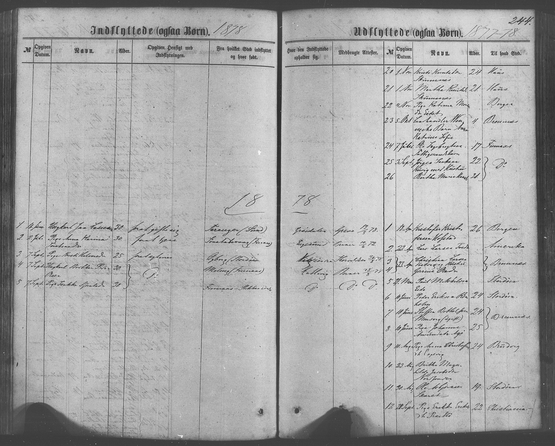 Fitjar sokneprestembete, AV/SAB-A-99926: Parish register (official) no. A 1, 1862-1881, p. 244