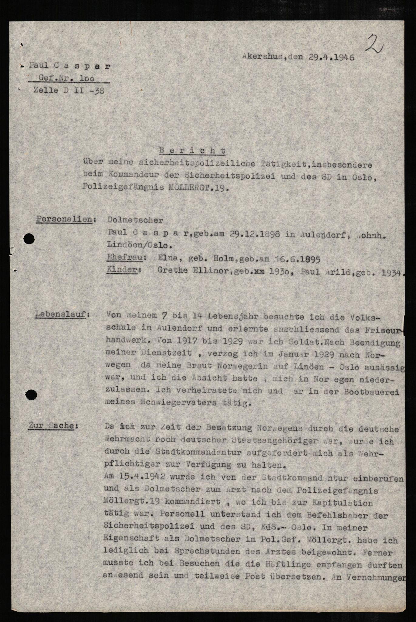 Forsvaret, Forsvarets overkommando II, AV/RA-RAFA-3915/D/Db/L0005: CI Questionaires. Tyske okkupasjonsstyrker i Norge. Tyskere., 1945-1946, p. 227