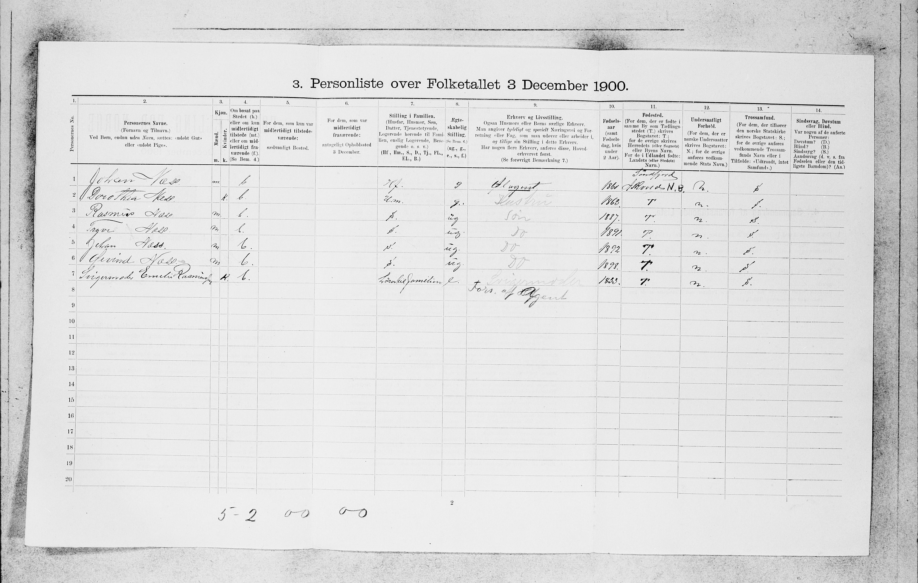 SAB, 1900 census for Bergen, 1900, p. 19901