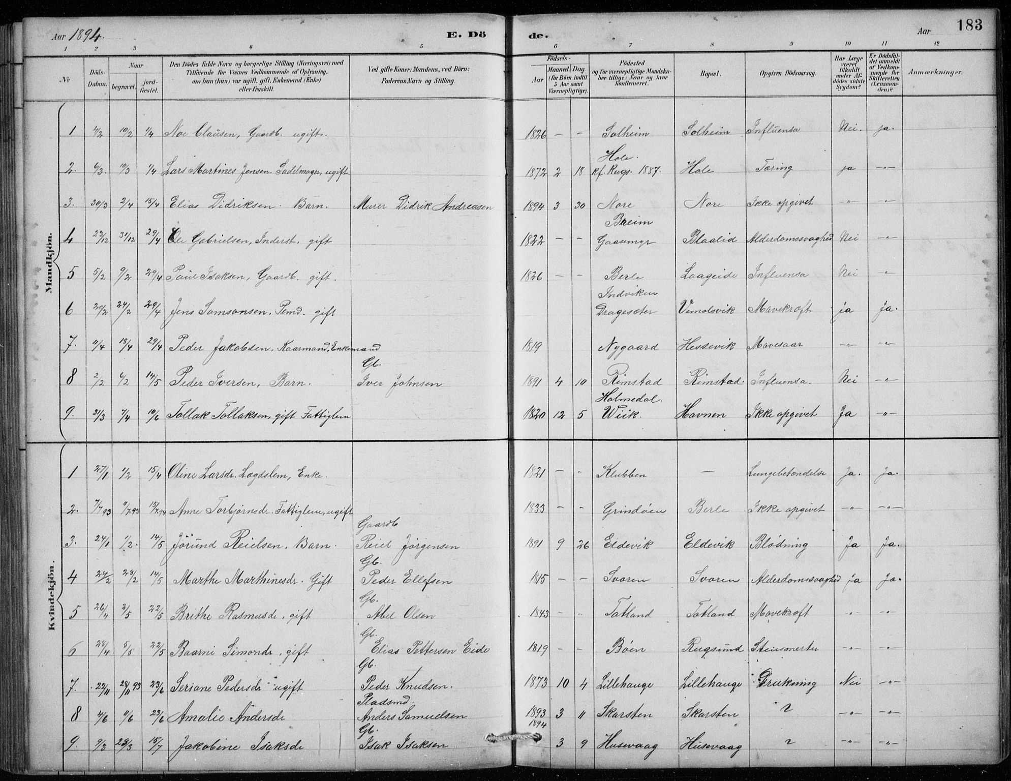 Davik sokneprestembete, AV/SAB-A-79701/H/Hab/Habc/L0002: Parish register (copy) no. C 2, 1889-1906, p. 183