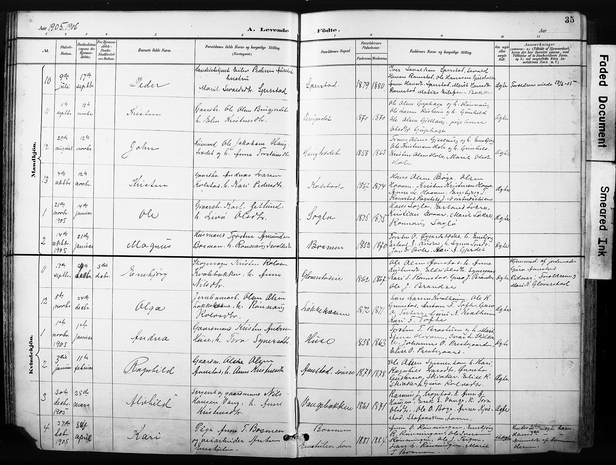 Skjåk prestekontor, SAH/PREST-072/H/Ha/Hab/L0003: Parish register (copy) no. 3, 1893-1932, p. 35
