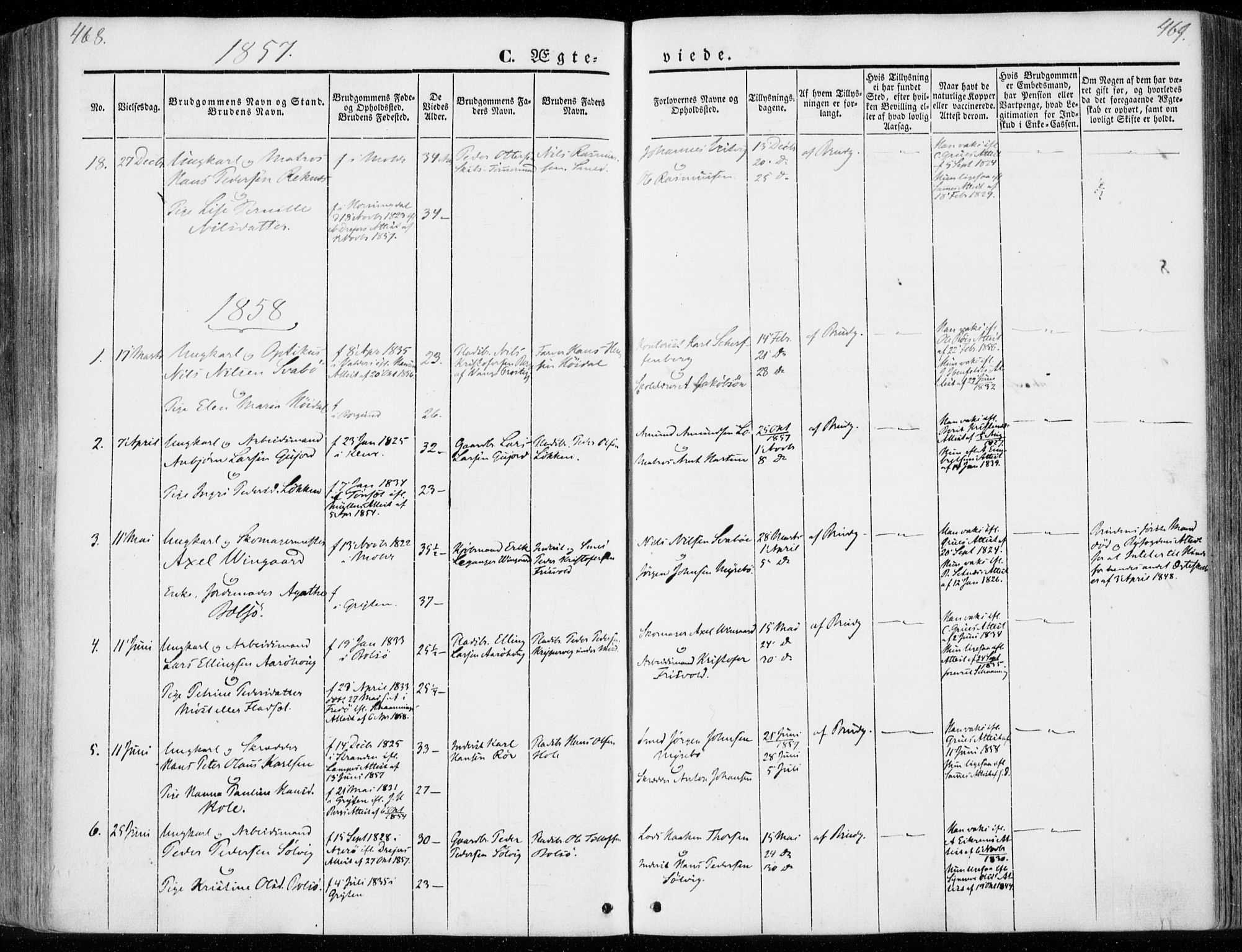 Ministerialprotokoller, klokkerbøker og fødselsregistre - Møre og Romsdal, SAT/A-1454/558/L0689: Parish register (official) no. 558A03, 1843-1872, p. 468-469