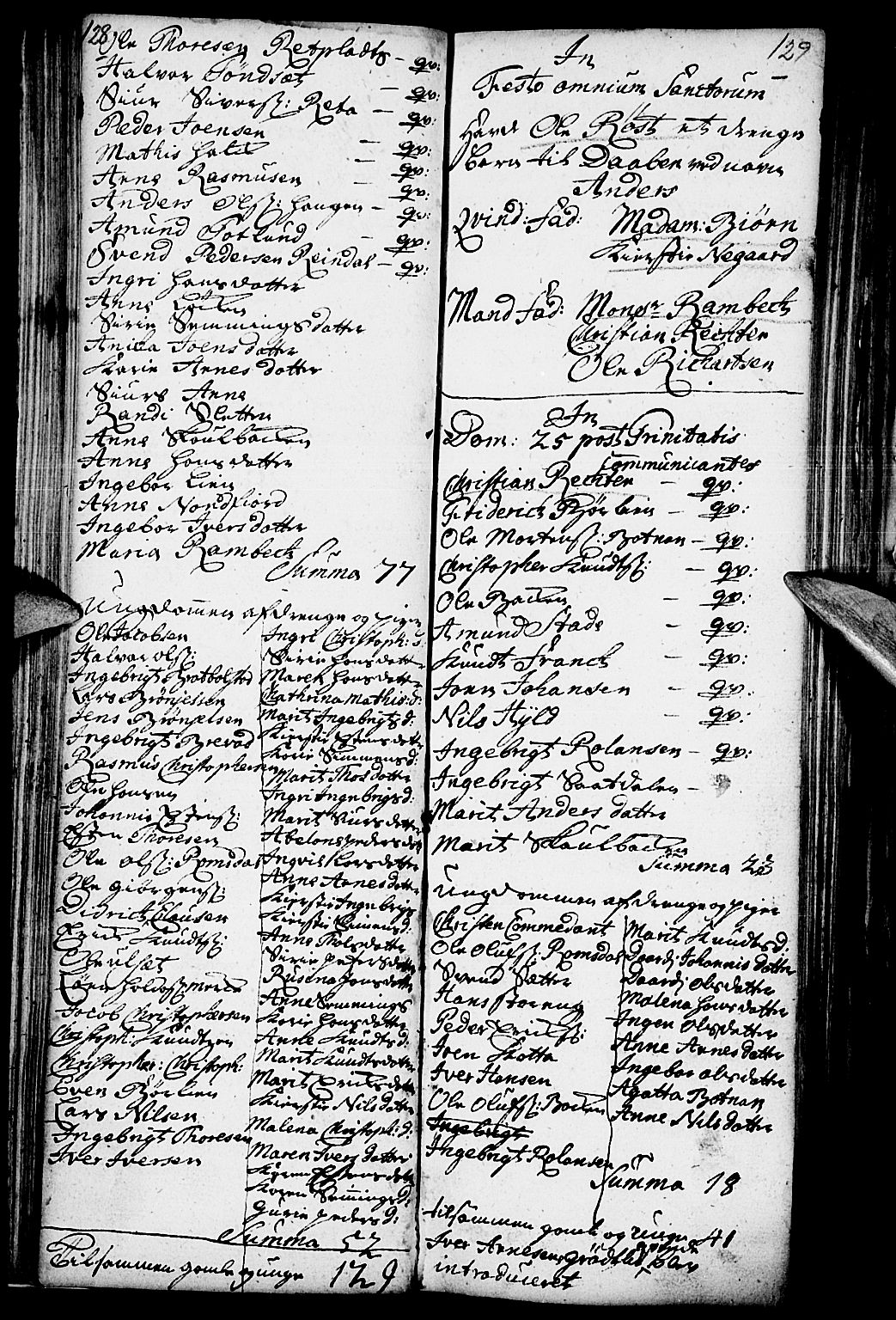 Kvikne prestekontor, SAH/PREST-064/H/Ha/Haa/L0001: Parish register (official) no. 1, 1740-1756, p. 128-129