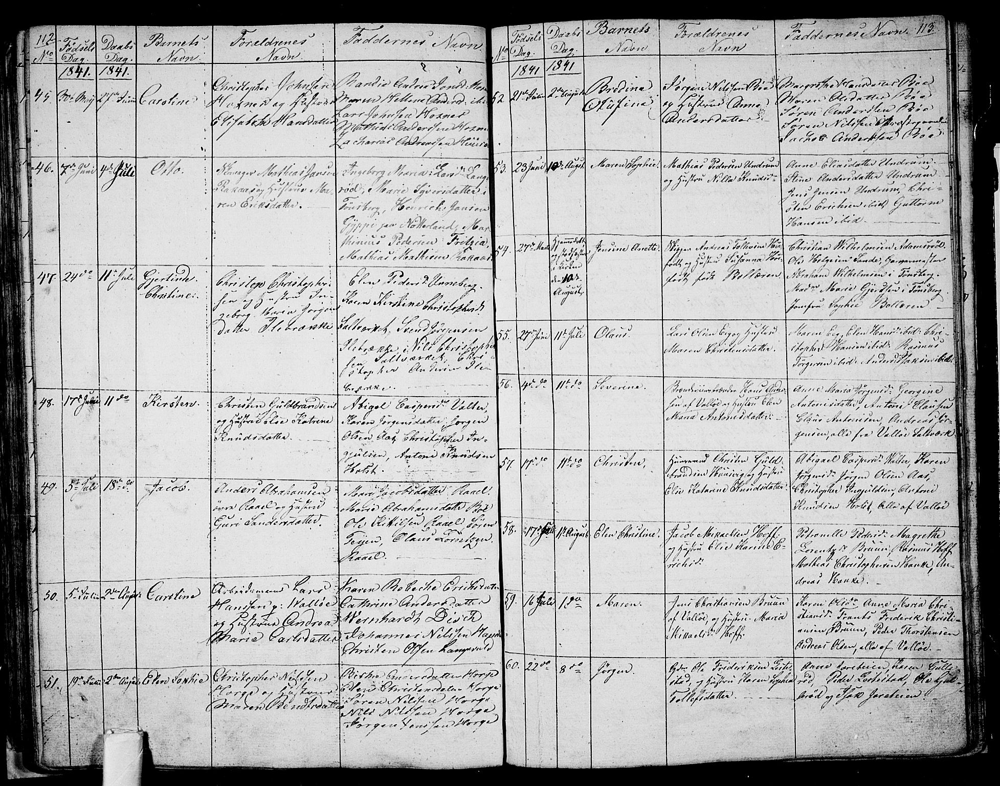 Sem kirkebøker, AV/SAKO-A-5/G/Ga/L0002: Parish register (copy) no. I 2, 1826-1844, p. 112-113