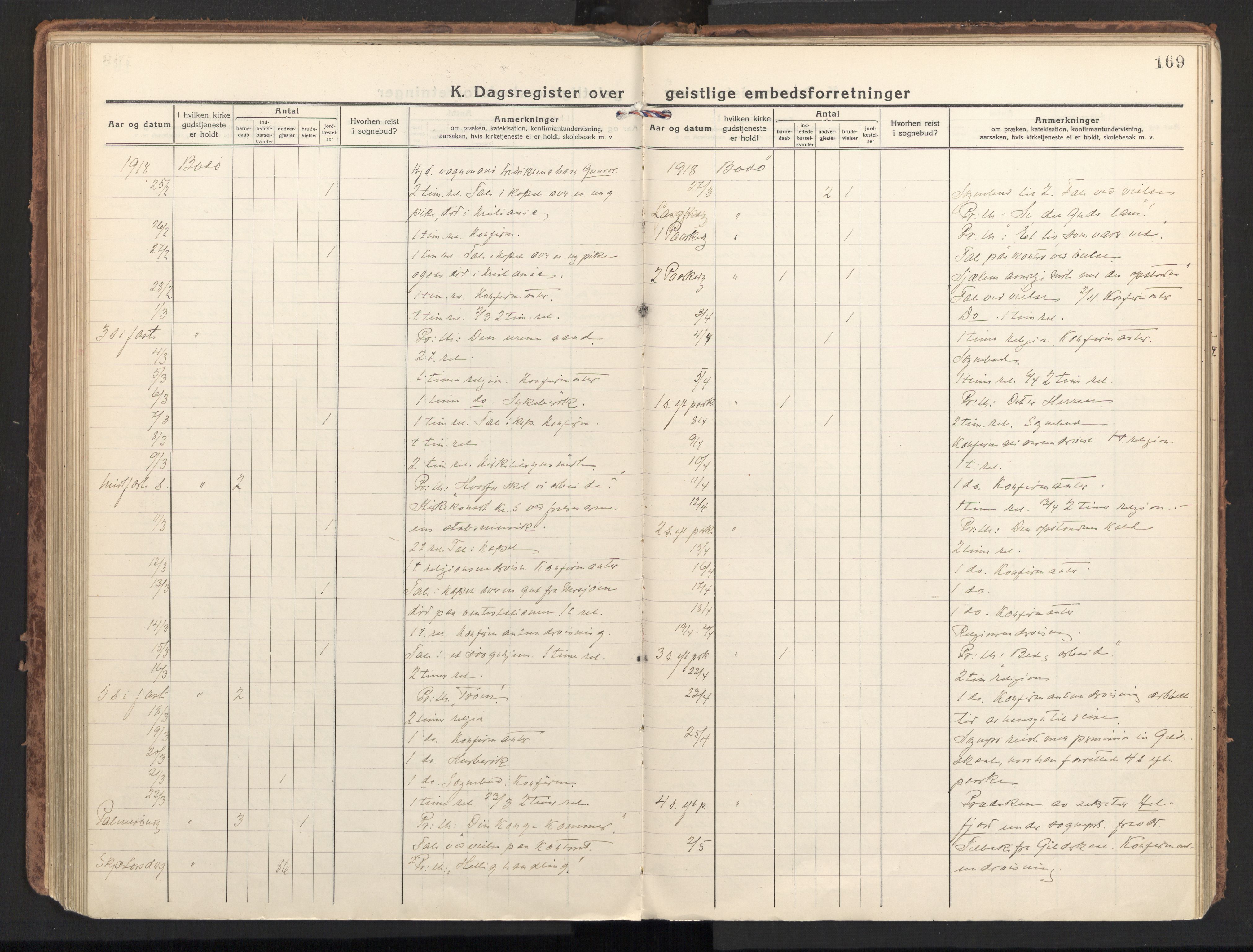 Ministerialprotokoller, klokkerbøker og fødselsregistre - Nordland, SAT/A-1459/801/L0018: Parish register (official) no. 801A18, 1916-1930, p. 169