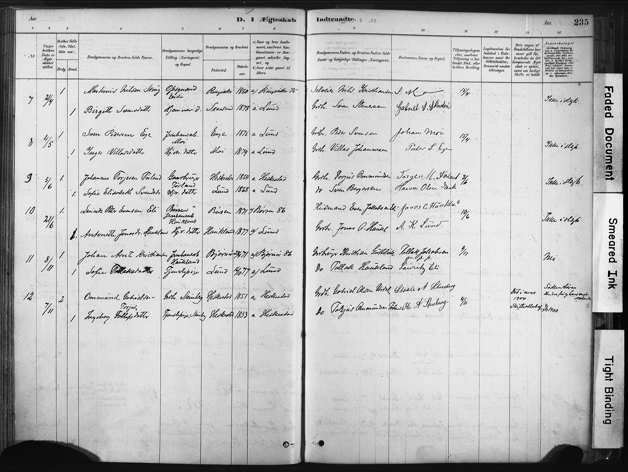 Lund sokneprestkontor, AV/SAST-A-101809/S06/L0011: Parish register (official) no. A 10, 1877-1904, p. 235