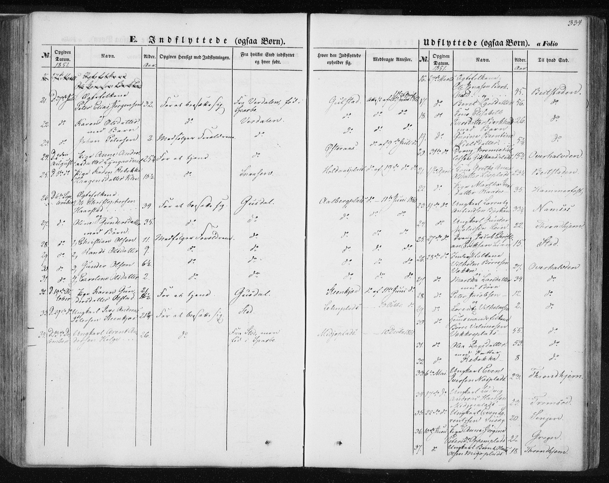 Ministerialprotokoller, klokkerbøker og fødselsregistre - Nord-Trøndelag, SAT/A-1458/735/L0342: Parish register (official) no. 735A07 /1, 1849-1862, p. 334