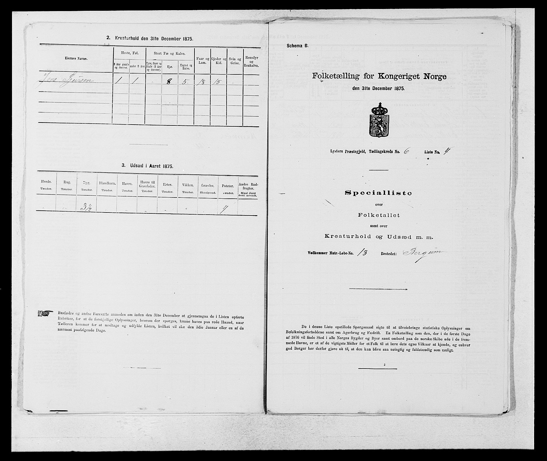 SAB, 1875 census for 1426P Luster, 1875, p. 943