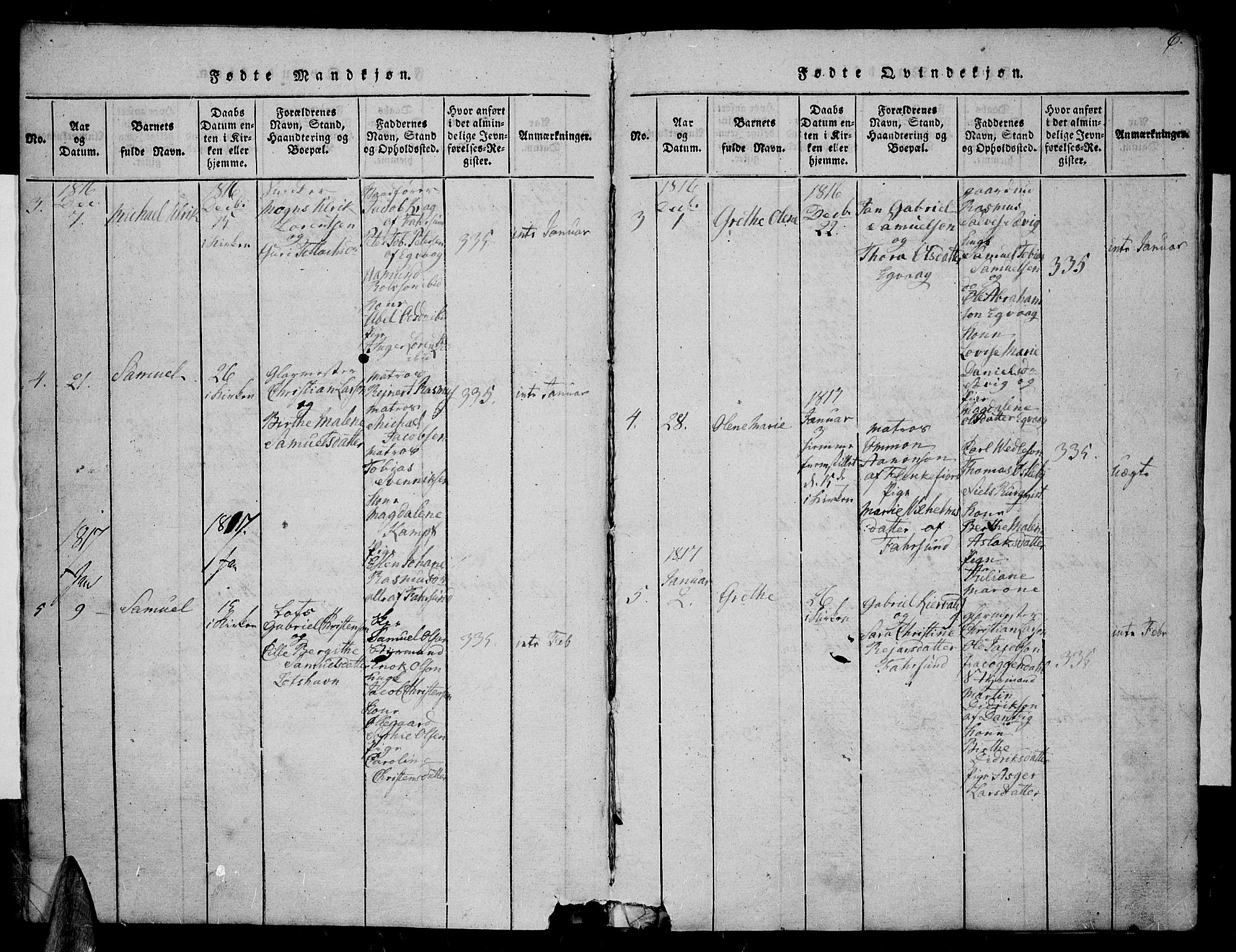 Farsund sokneprestkontor, AV/SAK-1111-0009/F/Fa/L0002: Parish register (official) no. A 2, 1815-1836, p. 6