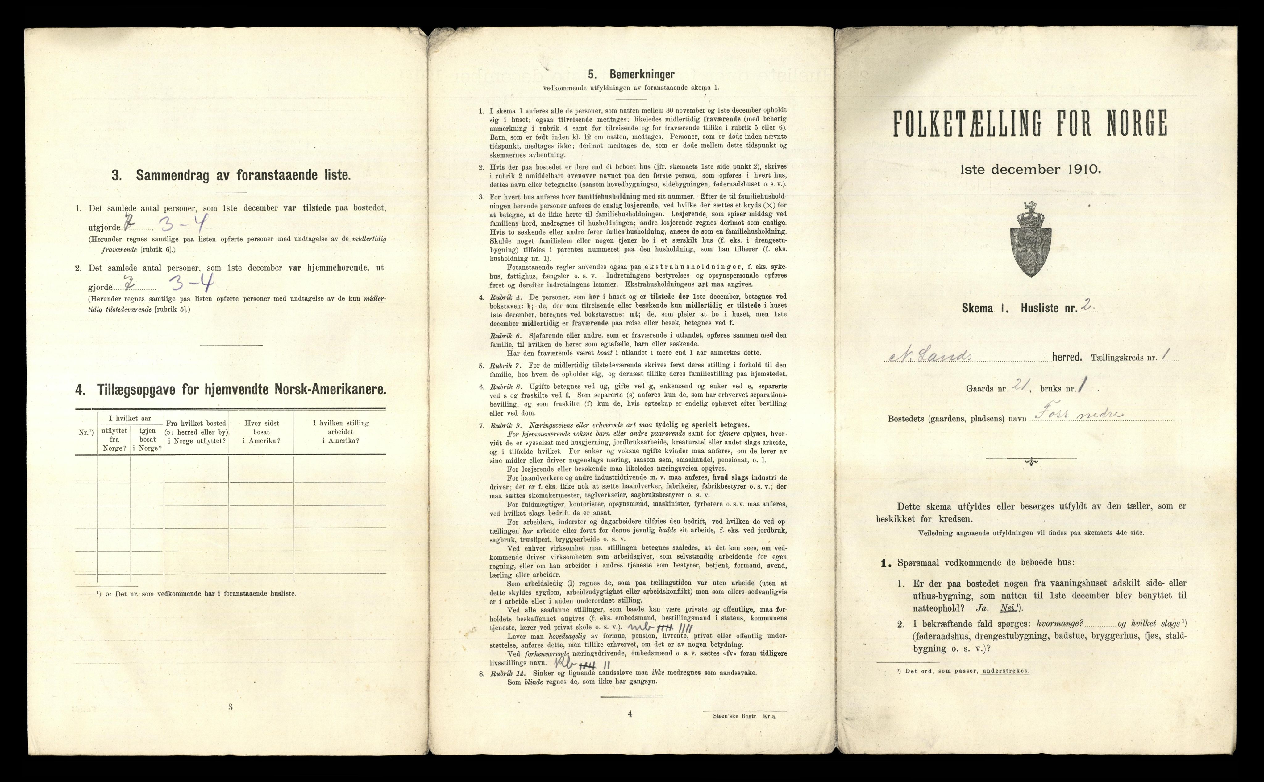 RA, 1910 census for Nordre Land, 1910, p. 61