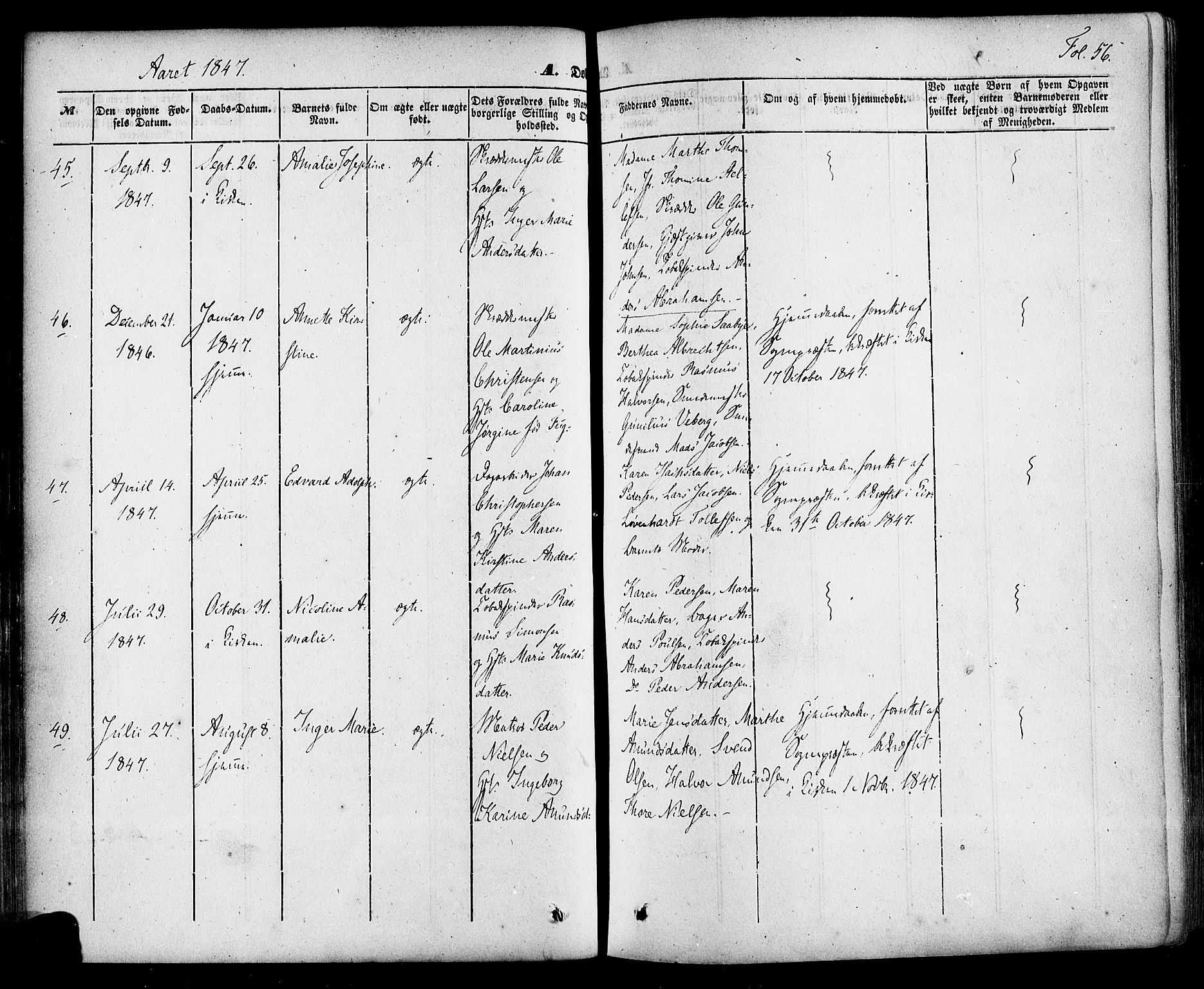 Skien kirkebøker, AV/SAKO-A-302/F/Fa/L0006a: Parish register (official) no. 6A, 1843-1856, p. 56