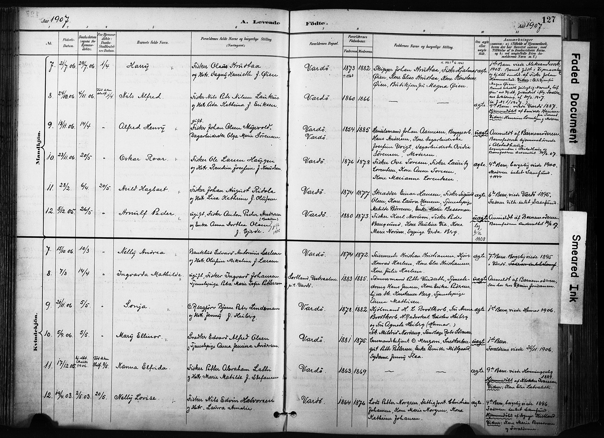 Vardø sokneprestkontor, AV/SATØ-S-1332/H/Ha/L0010kirke: Parish register (official) no. 10, 1895-1907, p. 127