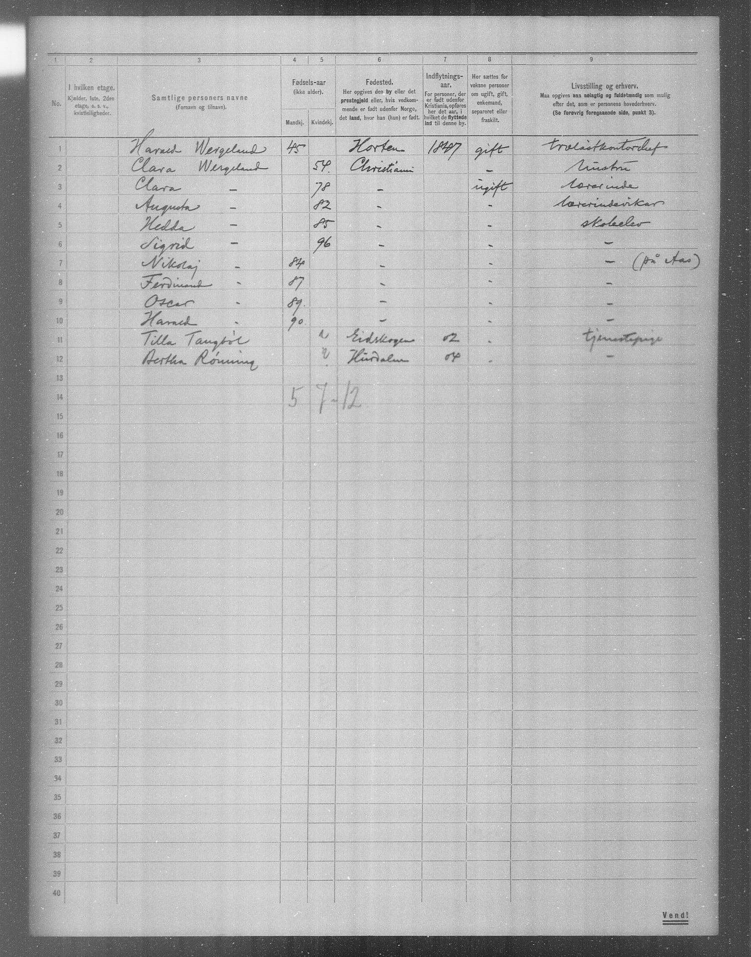 OBA, Municipal Census 1904 for Kristiania, 1904, p. 14036