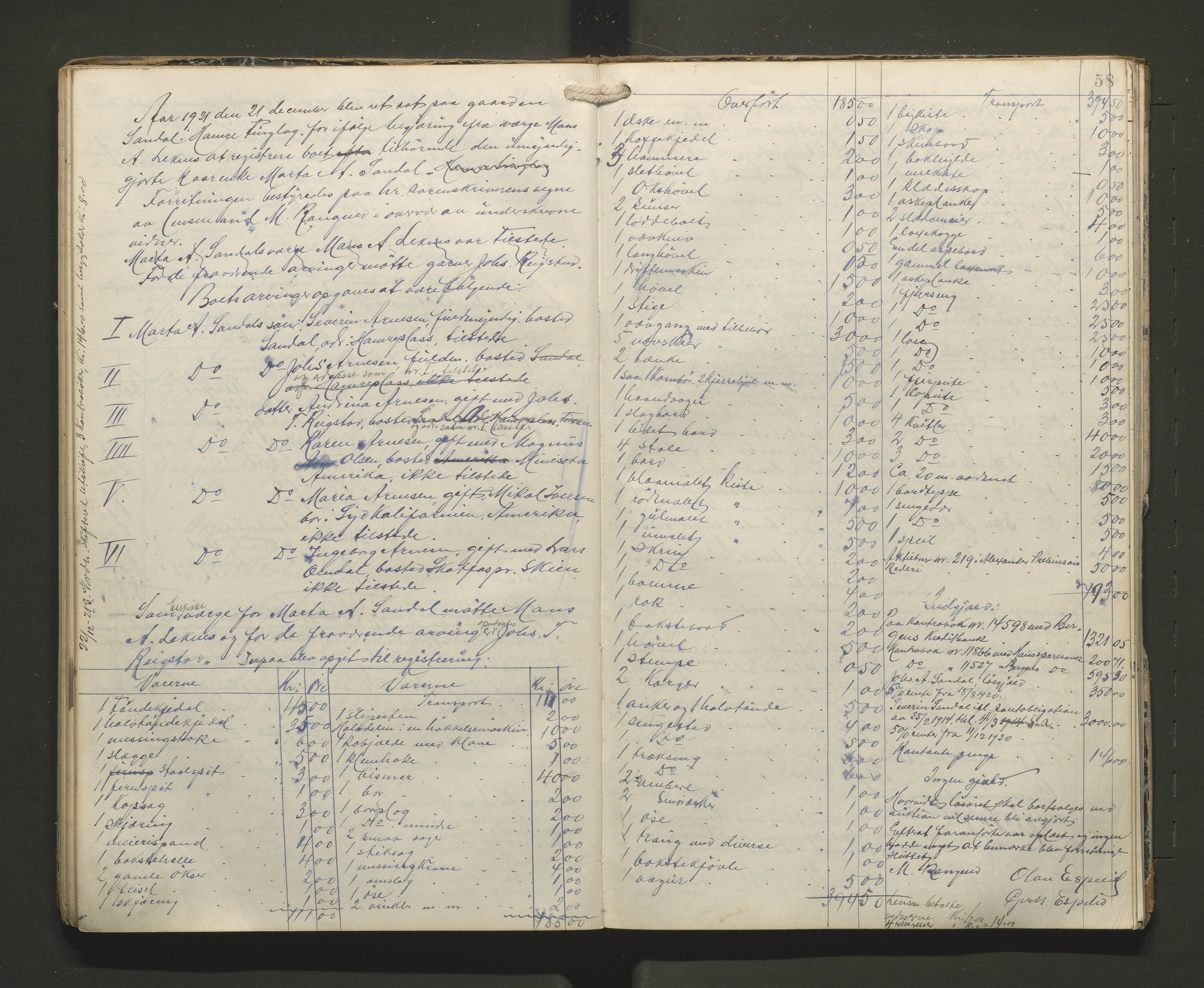 Lensmannen i Hamre, SAB/A-32601/0006/L0004: Registreringsprotokoll, 1917-1928, p. 57b-58a