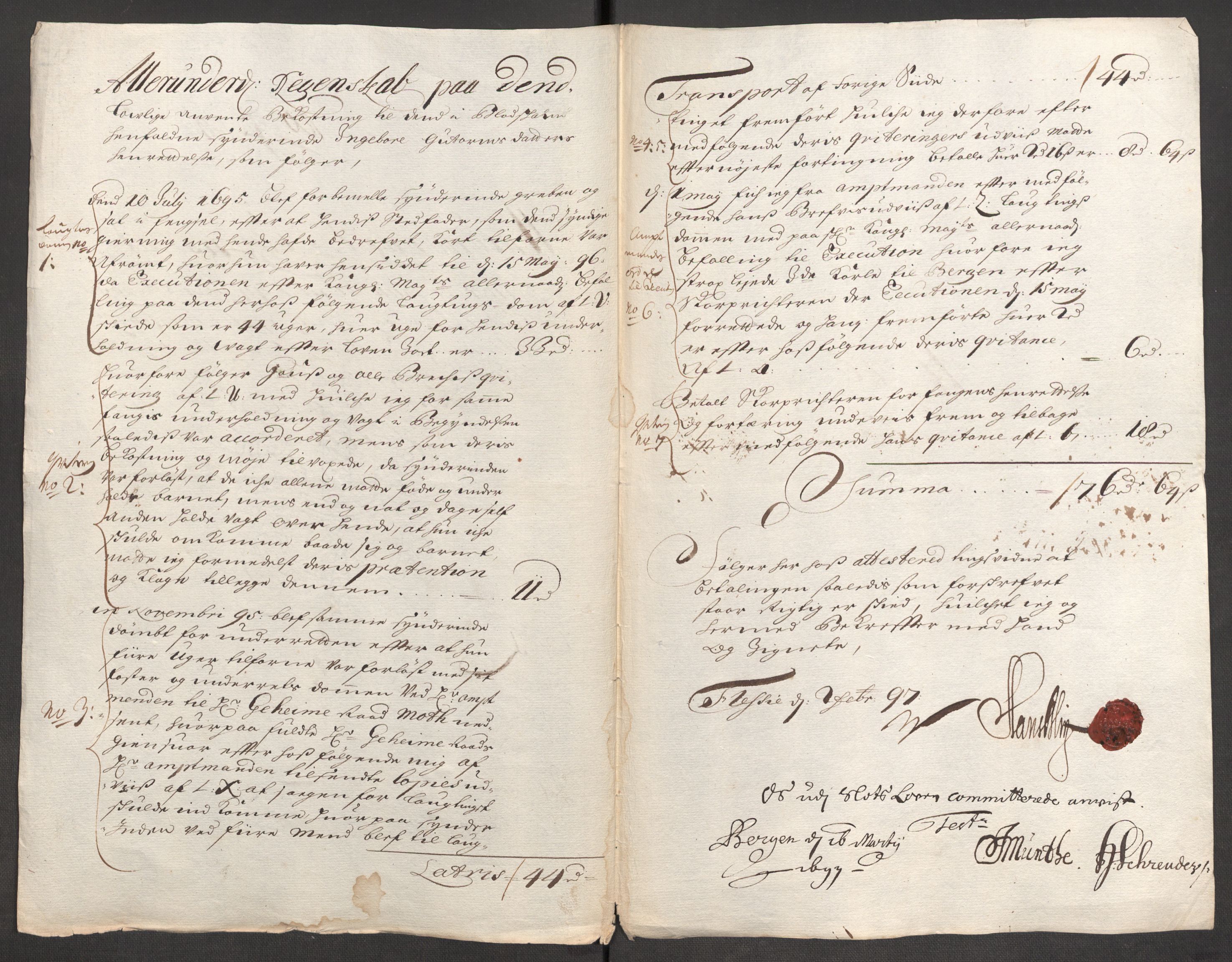 Rentekammeret inntil 1814, Reviderte regnskaper, Fogderegnskap, AV/RA-EA-4092/R52/L3309: Fogderegnskap Sogn, 1696-1697, p. 218