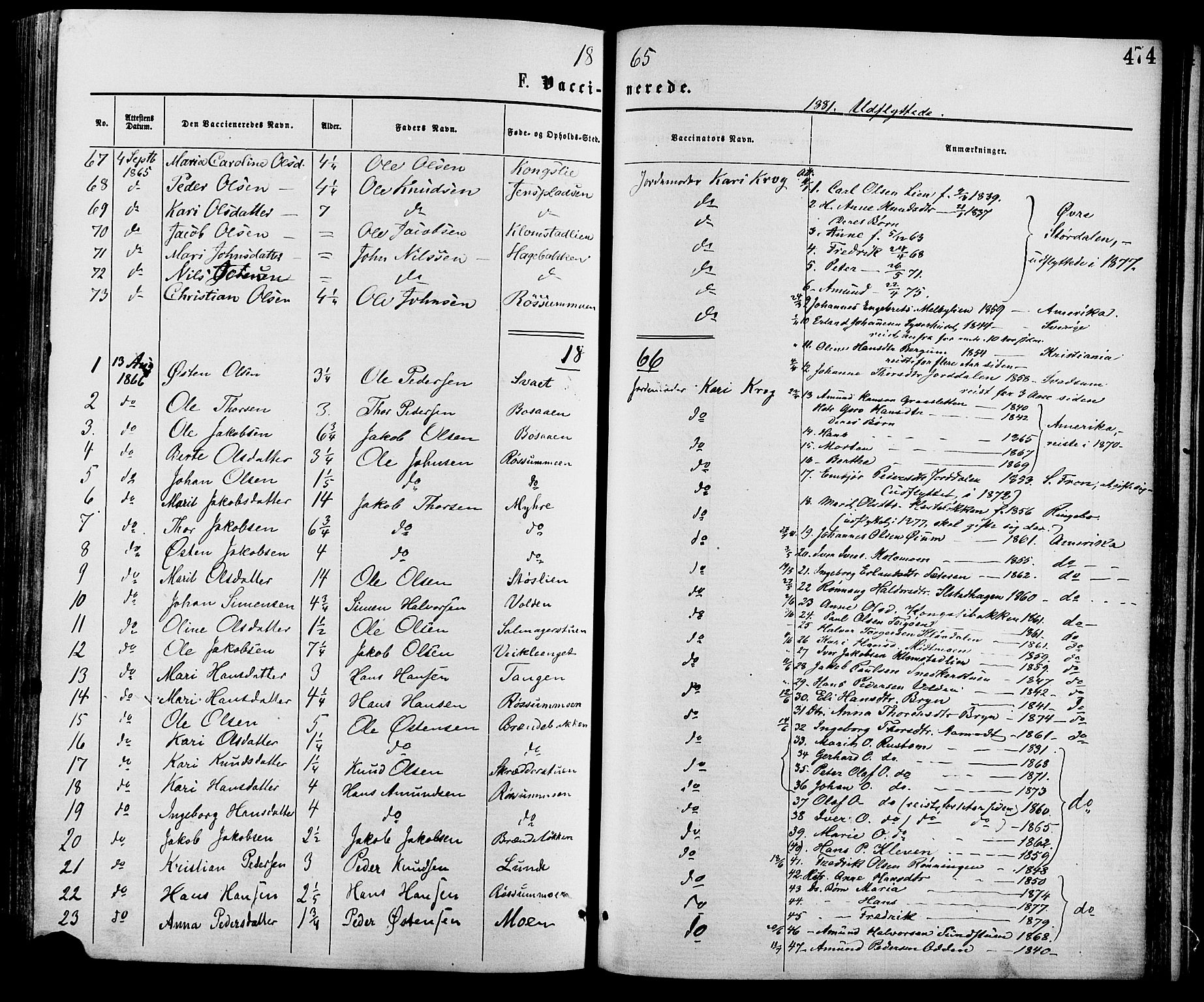 Nord-Fron prestekontor, SAH/PREST-080/H/Ha/Haa/L0002: Parish register (official) no. 2, 1865-1883, p. 474