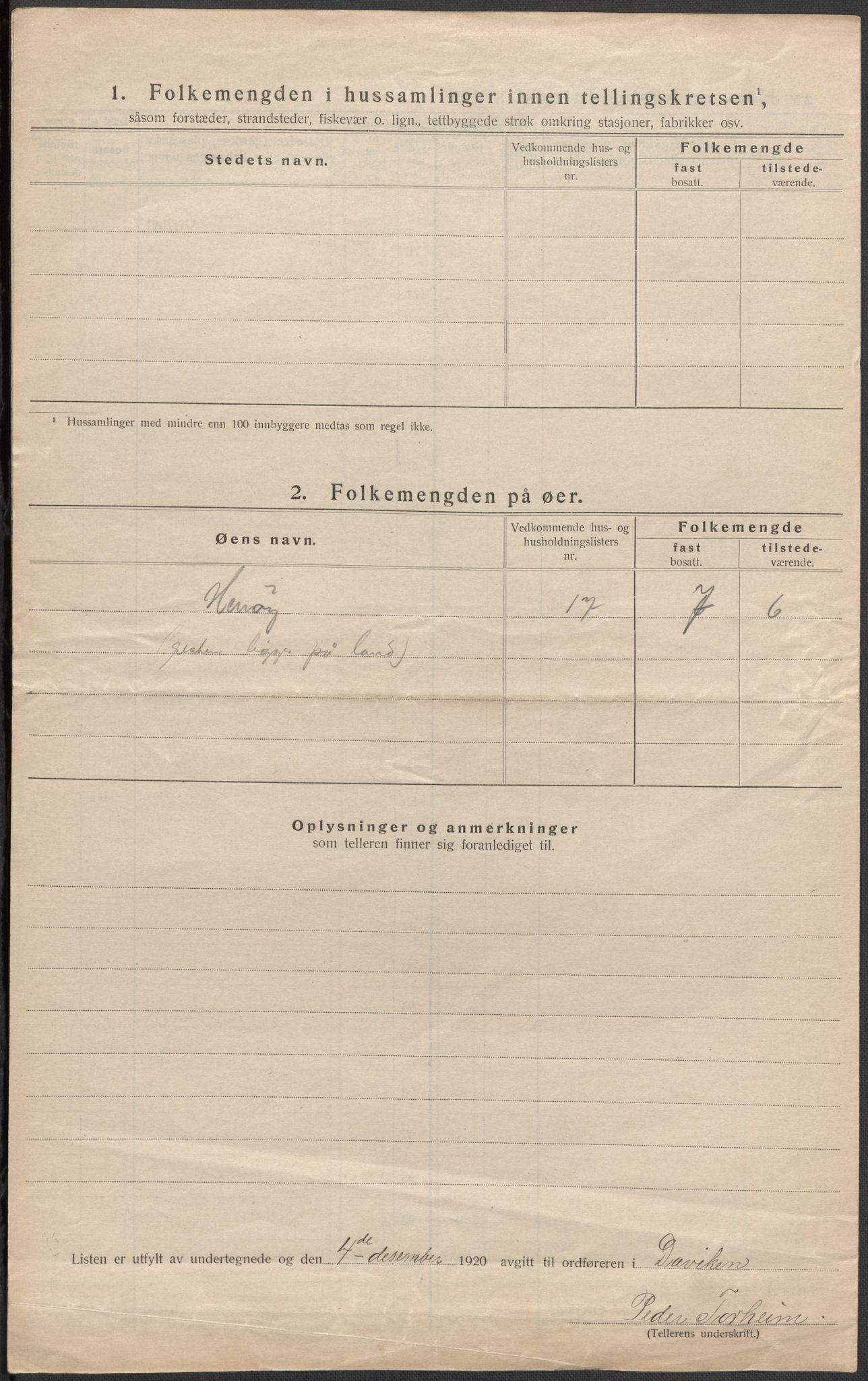 SAB, 1920 census for Davik, 1920, p. 37