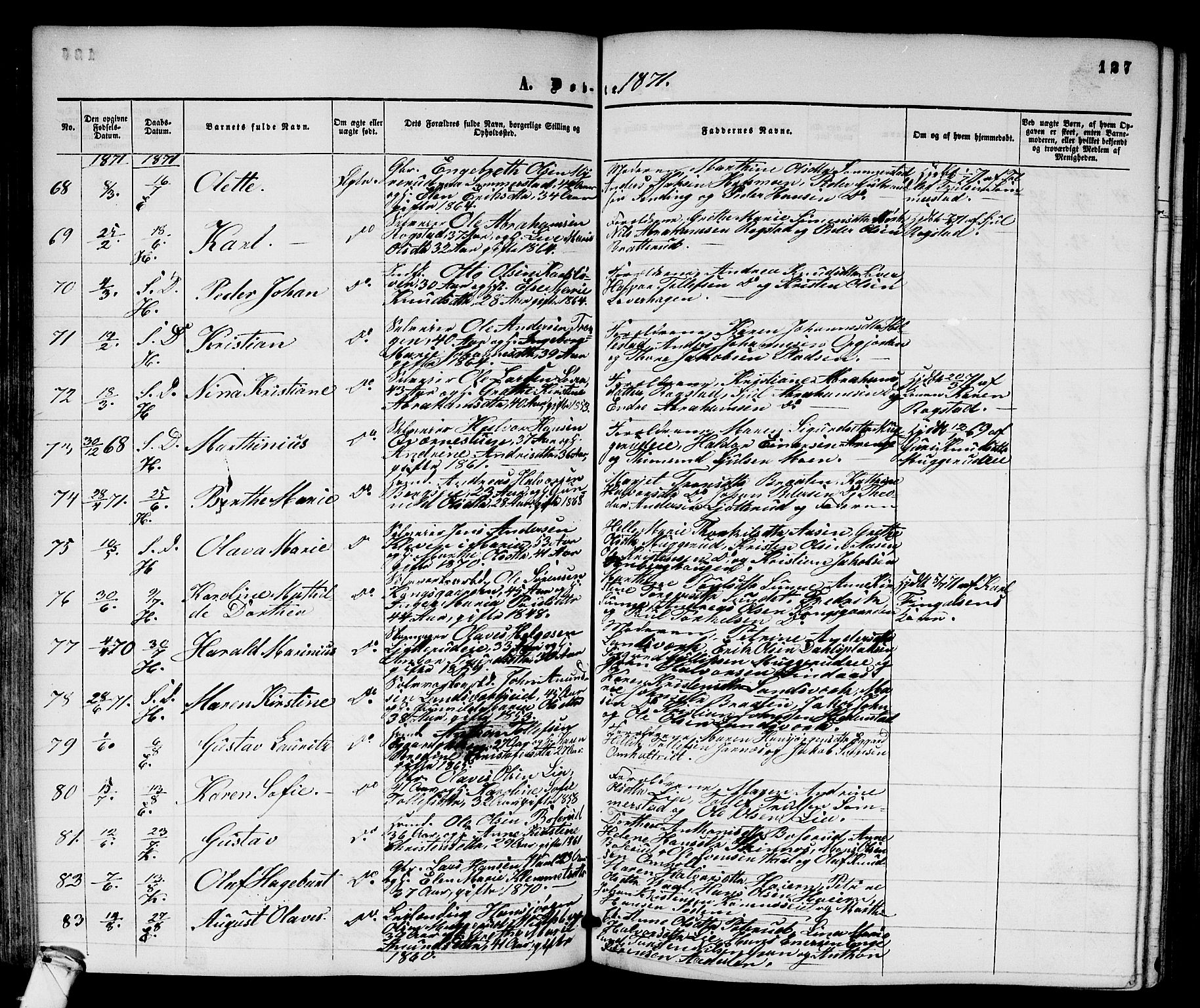 Sandsvær kirkebøker, AV/SAKO-A-244/G/Ga/L0005: Parish register (copy) no. I 5, 1857-1873, p. 127