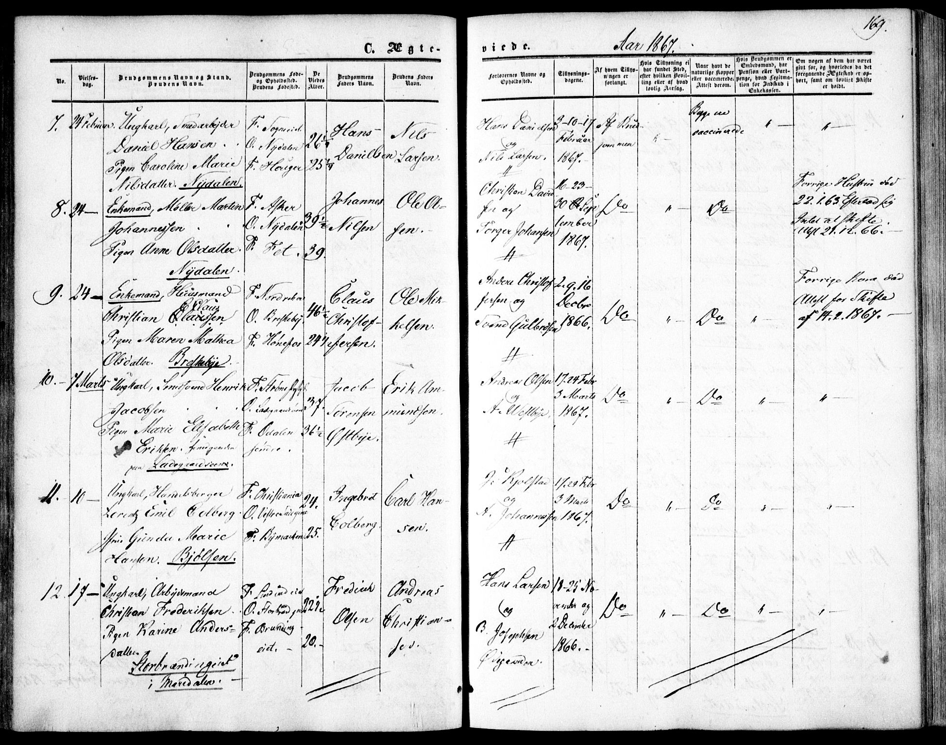 Vestre Aker prestekontor Kirkebøker, SAO/A-10025/F/Fa/L0002: Parish register (official) no. 2, 1855-1877, p. 169