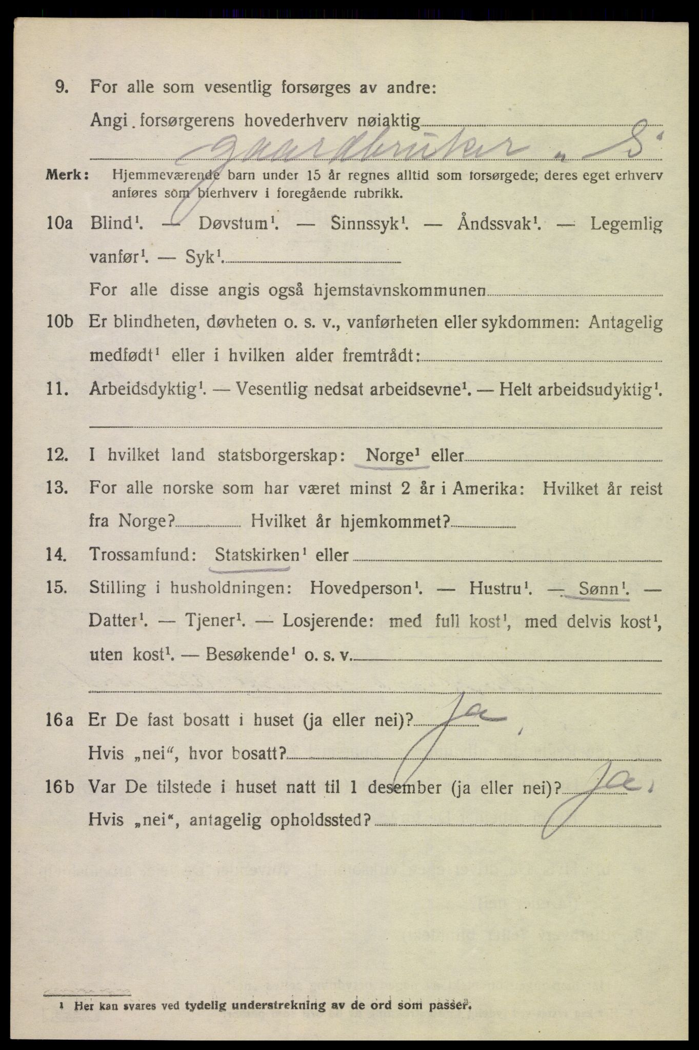 SAK, 1920 census for Kvinesdal, 1920, p. 1826