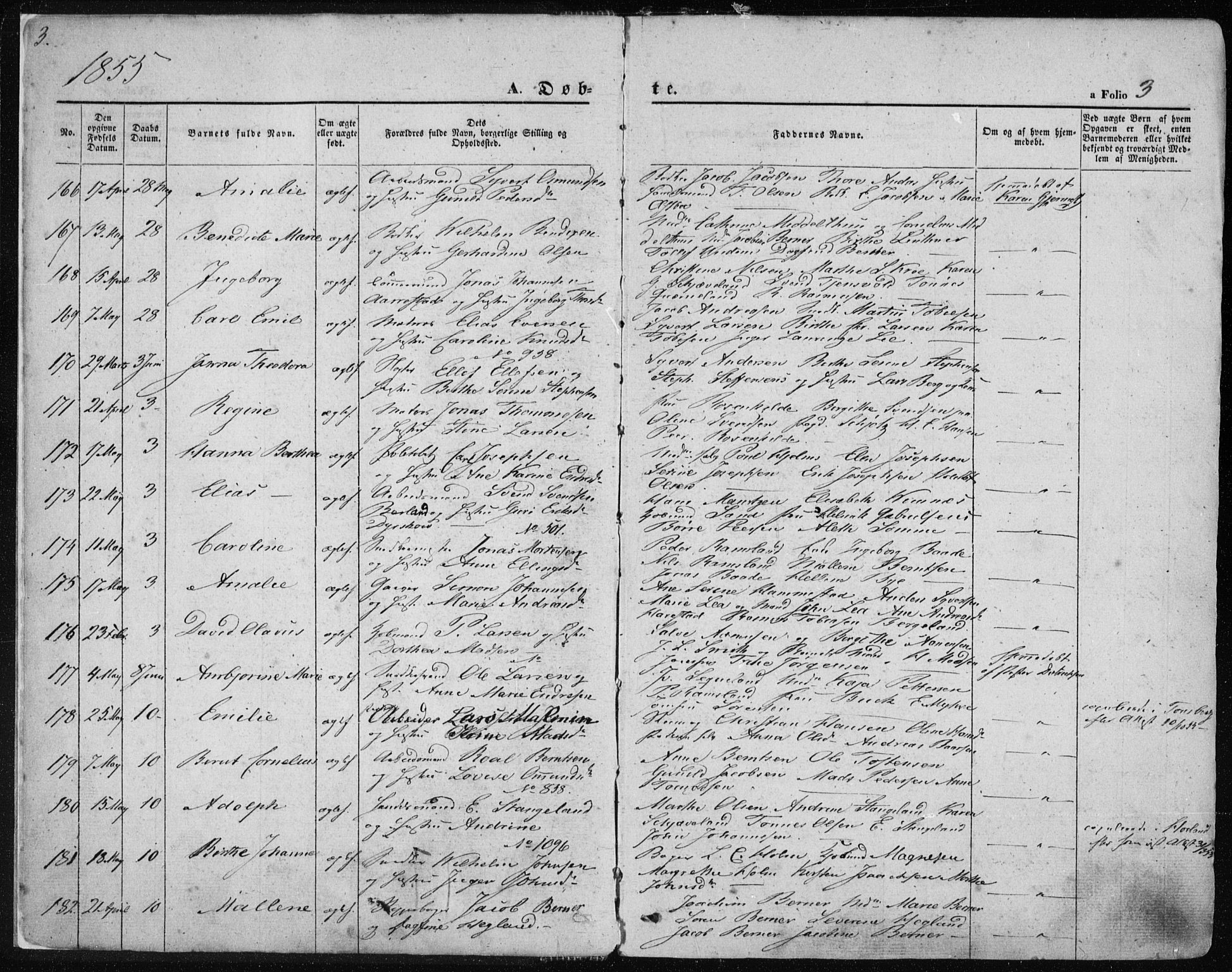 Domkirken sokneprestkontor, AV/SAST-A-101812/001/30/30BA/L0017: Parish register (official) no. A 16, 1855-1867, p. 3
