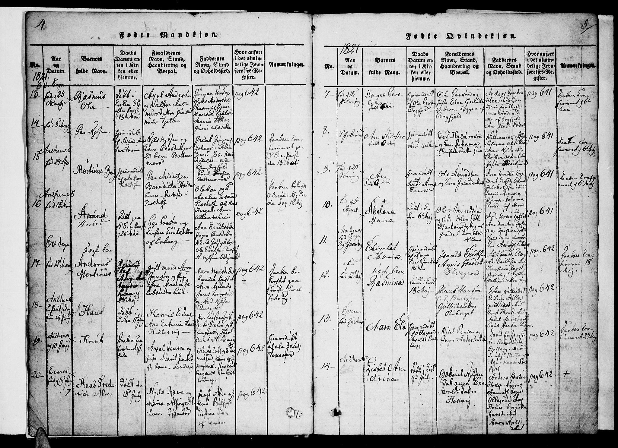 Ministerialprotokoller, klokkerbøker og fødselsregistre - Nordland, AV/SAT-A-1459/863/L0894: Parish register (official) no. 863A06, 1821-1851, p. 4-5