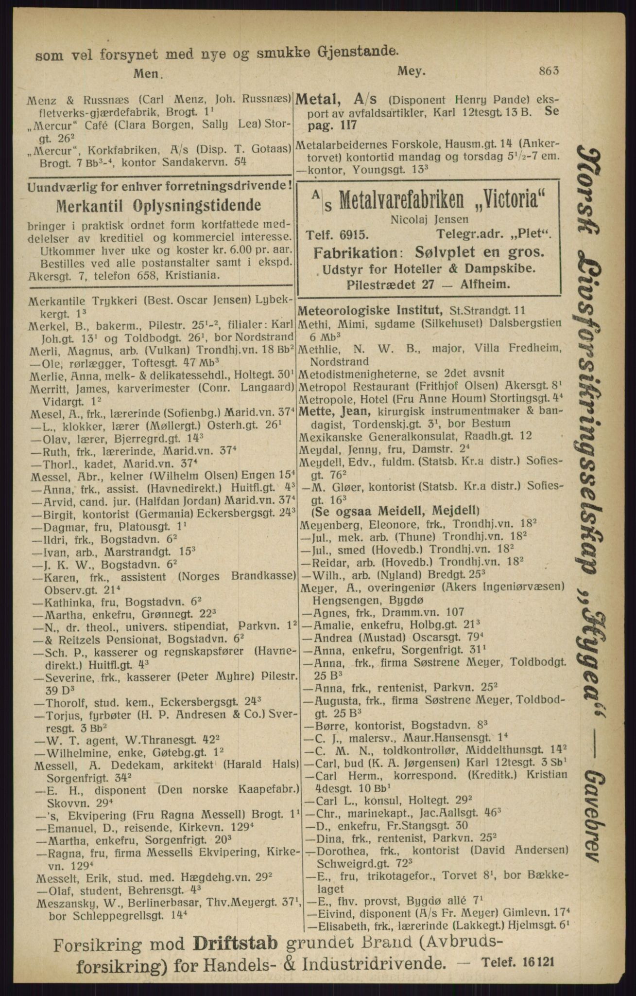 Kristiania/Oslo adressebok, PUBL/-, 1916, p. 863