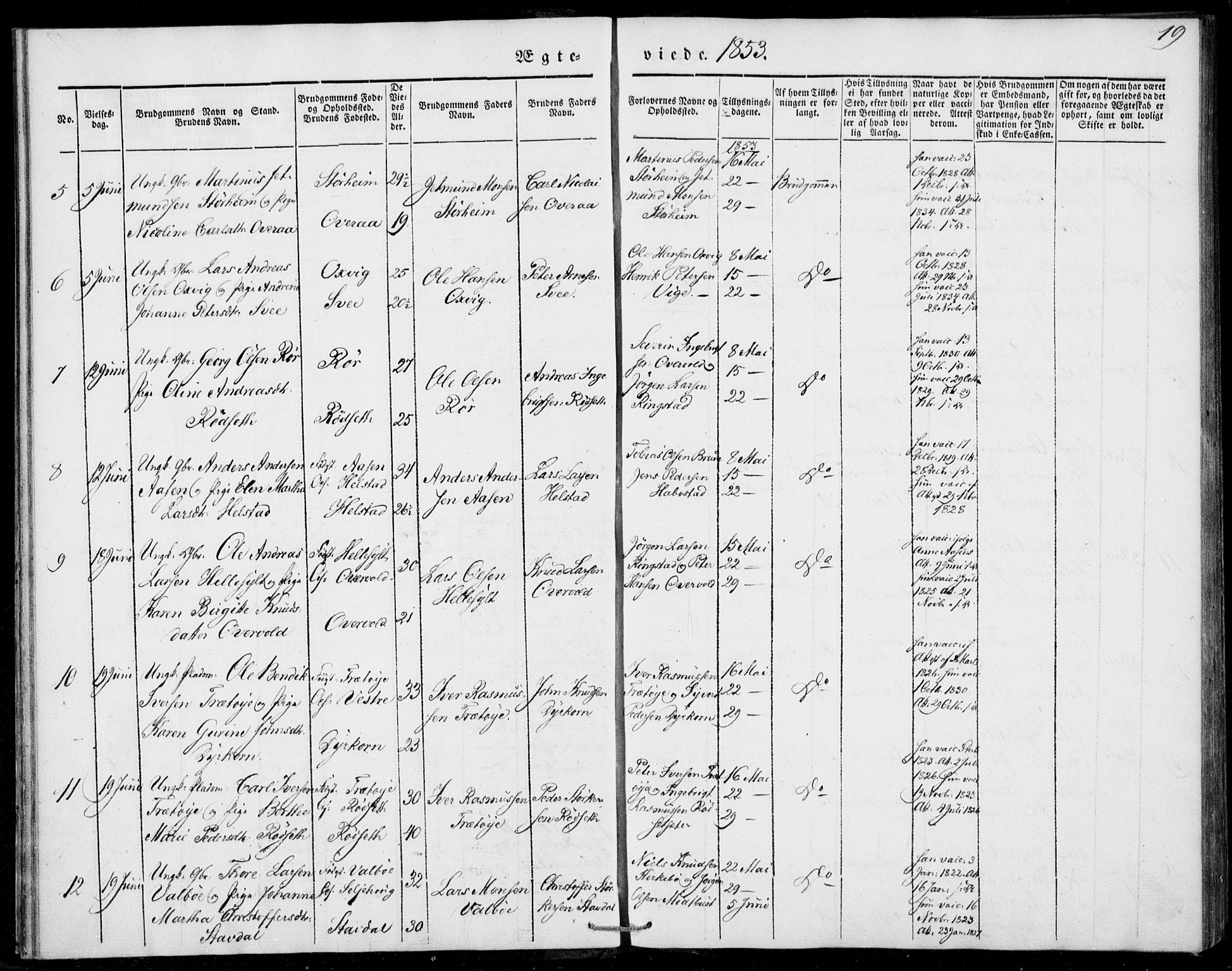 Ministerialprotokoller, klokkerbøker og fødselsregistre - Møre og Romsdal, AV/SAT-A-1454/520/L0276: Parish register (official) no. 520A06, 1844-1881, p. 19