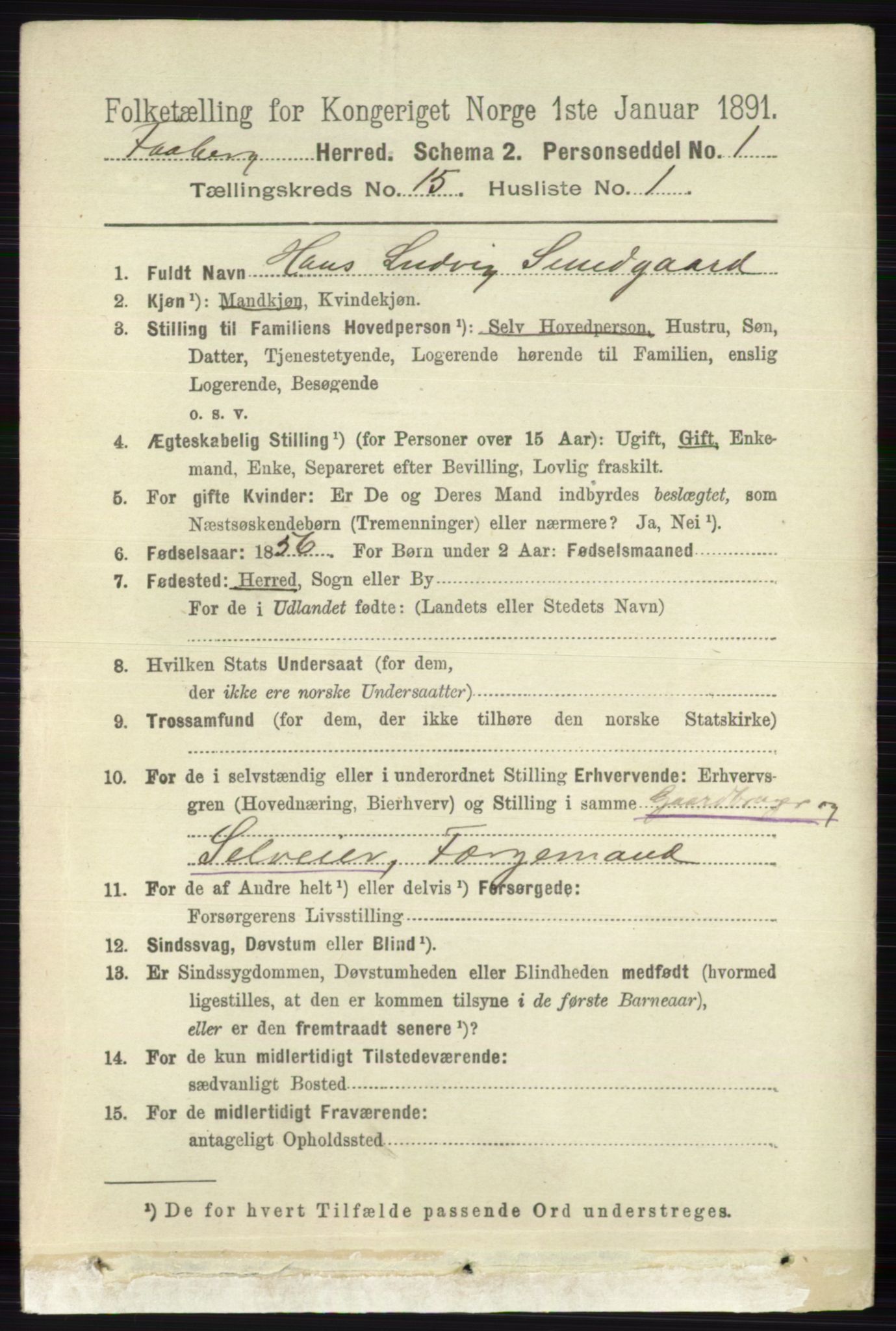 RA, 1891 census for 0524 Fåberg, 1891, p. 5908