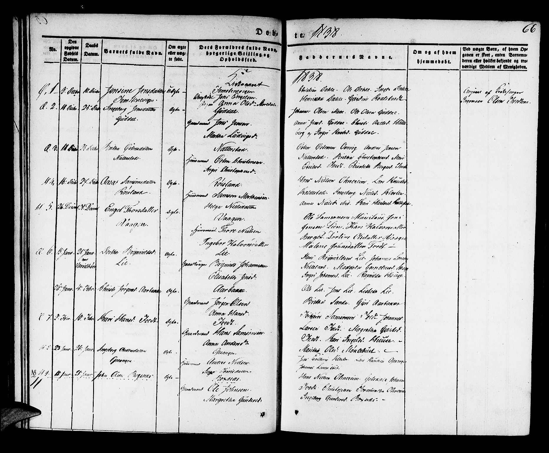 Kvinnherad sokneprestembete, SAB/A-76401/H/Haa: Parish register (official) no. A 6, 1835-1843, p. 66