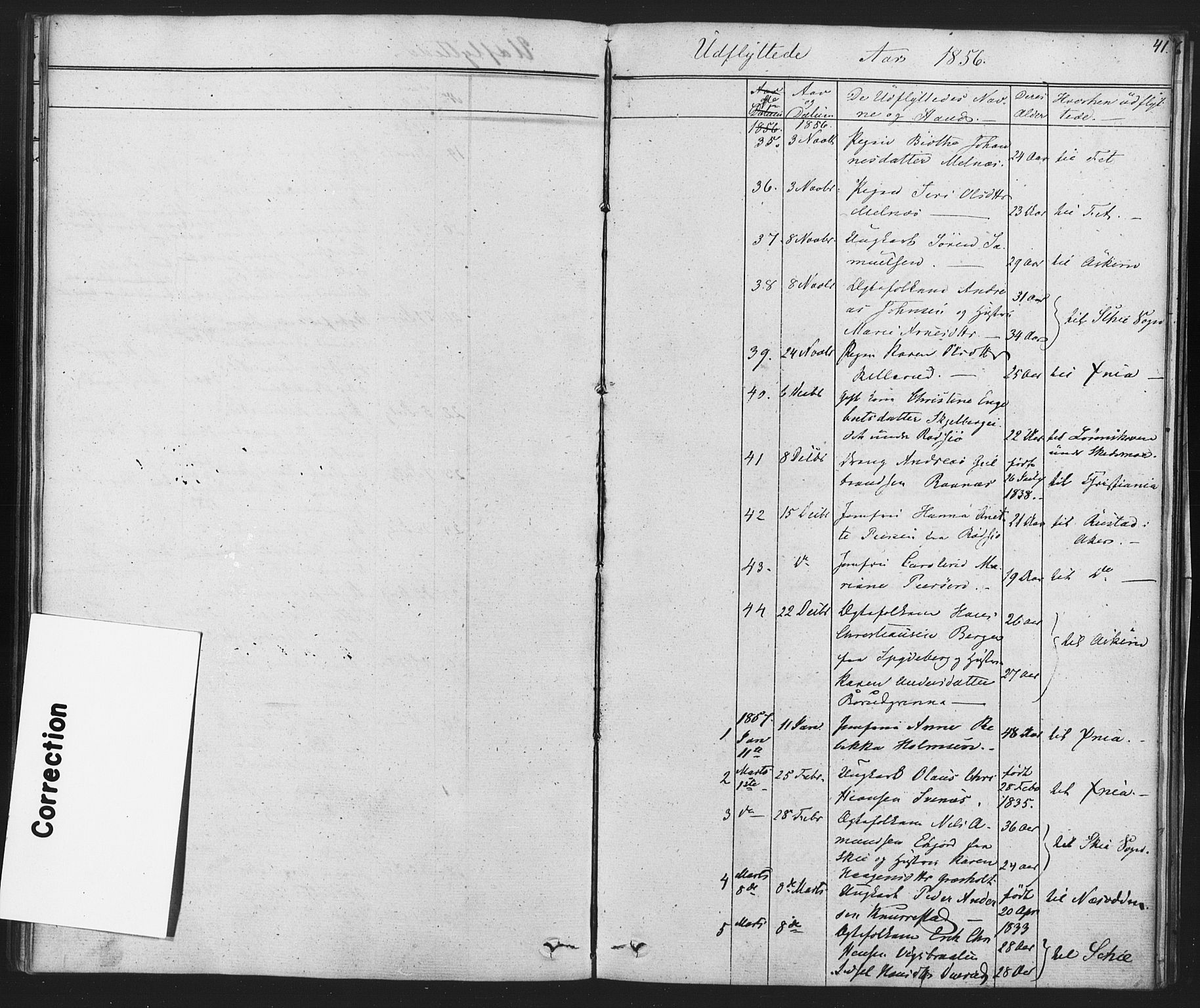 Enebakk prestekontor Kirkebøker, AV/SAO-A-10171c/F/Fa/L0014: Parish register (official) no. I 14, 1833-1878, p. 41