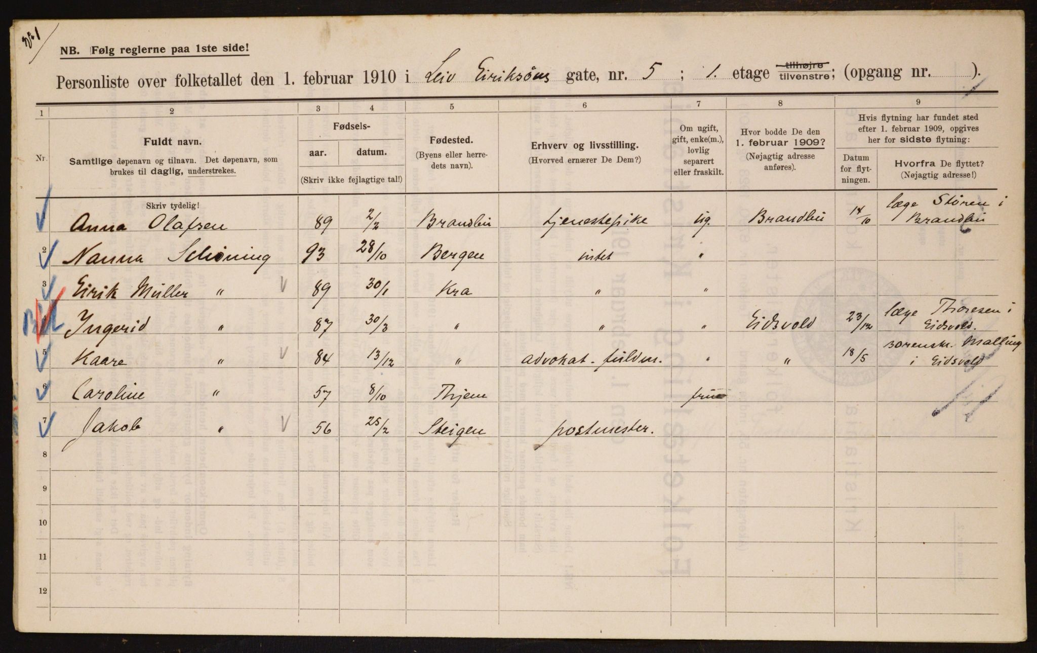 OBA, Municipal Census 1910 for Kristiania, 1910, p. 55497