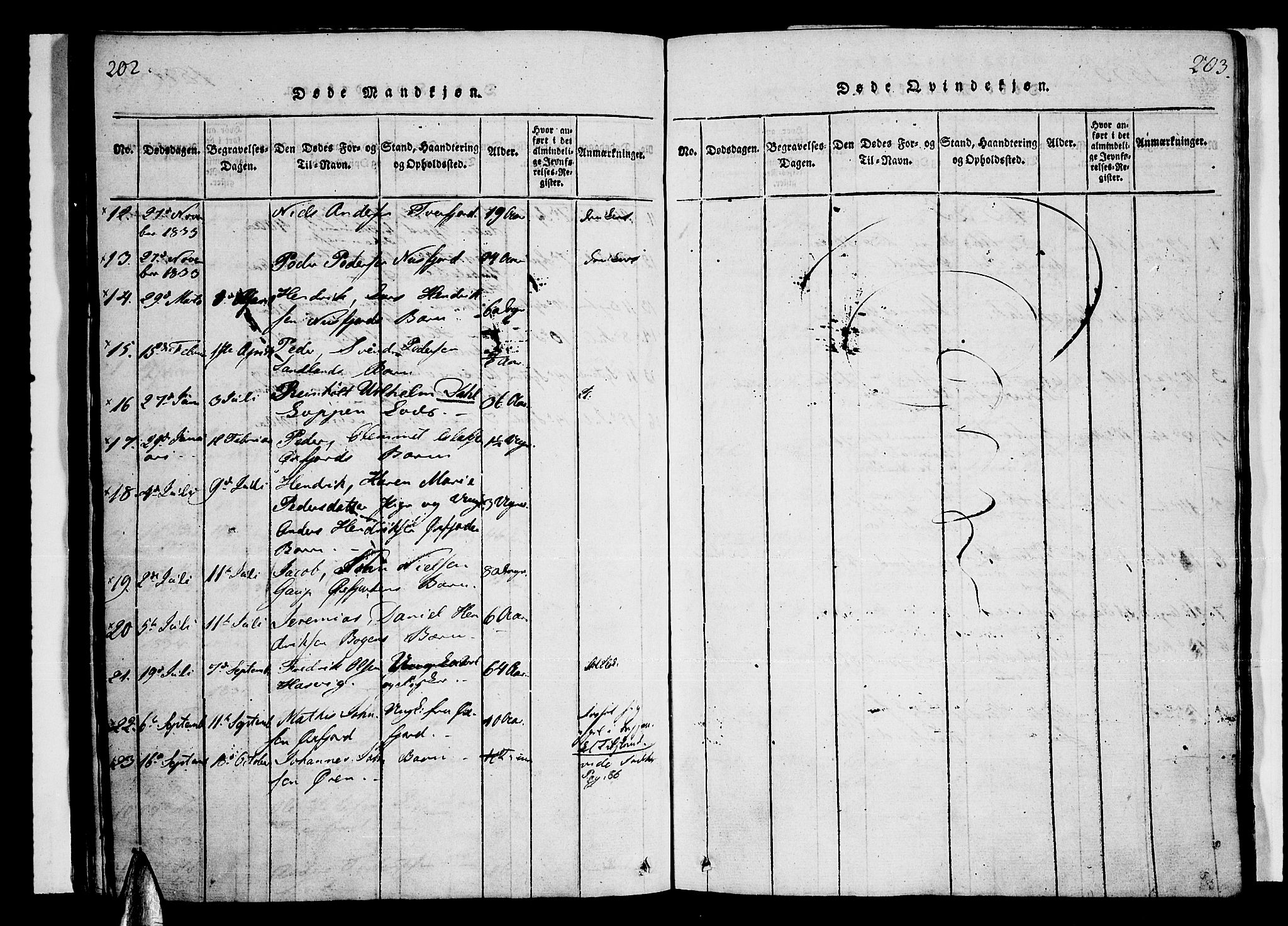 Loppa sokneprestkontor, AV/SATØ-S-1339/H/Ha/L0003kirke: Parish register (official) no. 3, 1820-1848, p. 202-203