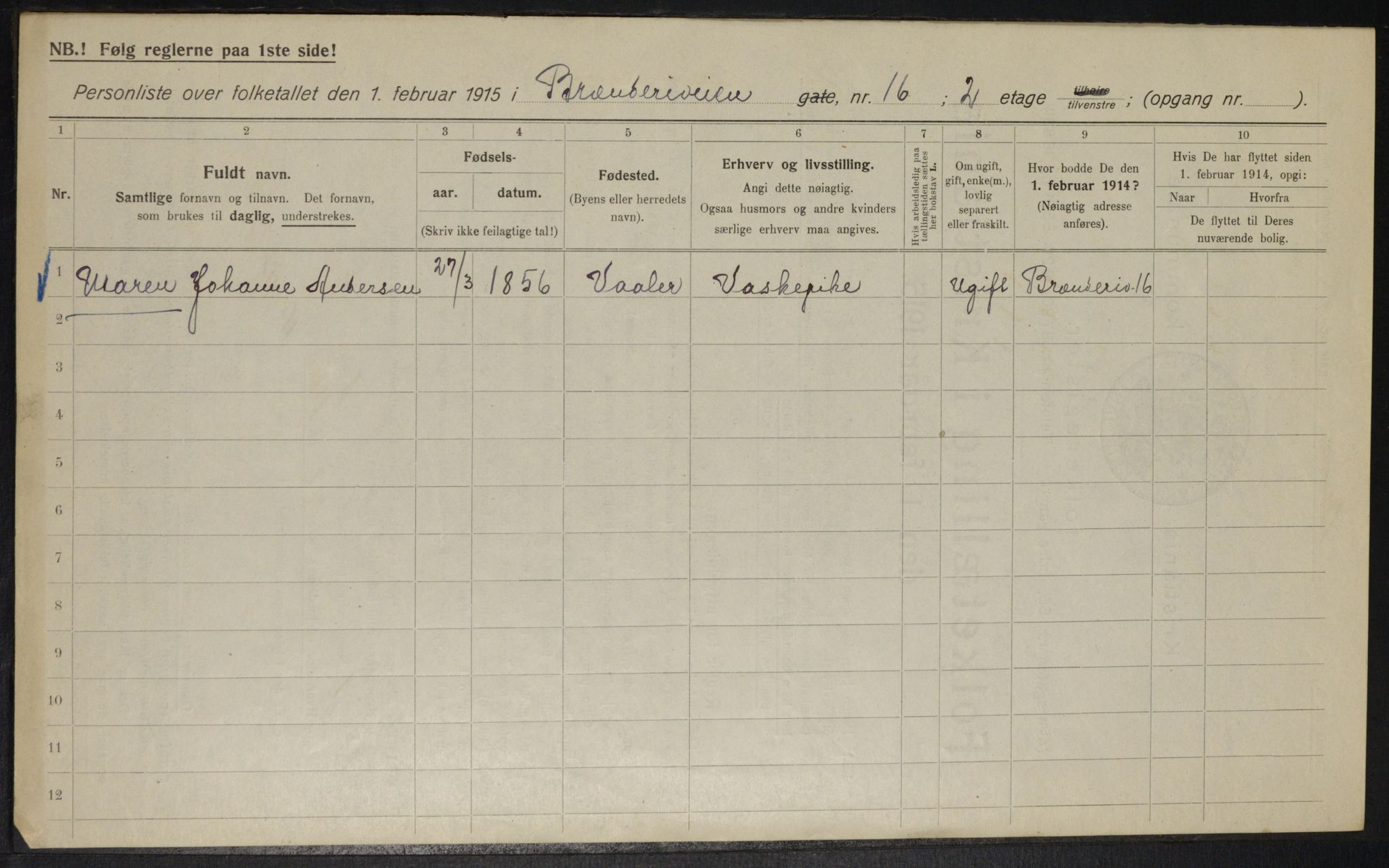 OBA, Municipal Census 1915 for Kristiania, 1915, p. 8674