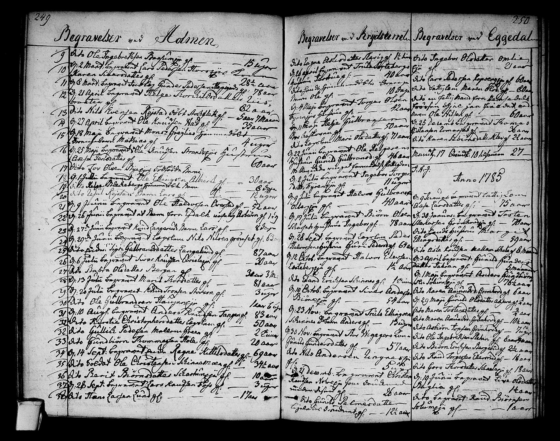 Sigdal kirkebøker, SAKO/A-245/F/Fa/L0002: Parish register (official) no. I 2, 1778-1792, p. 249-250