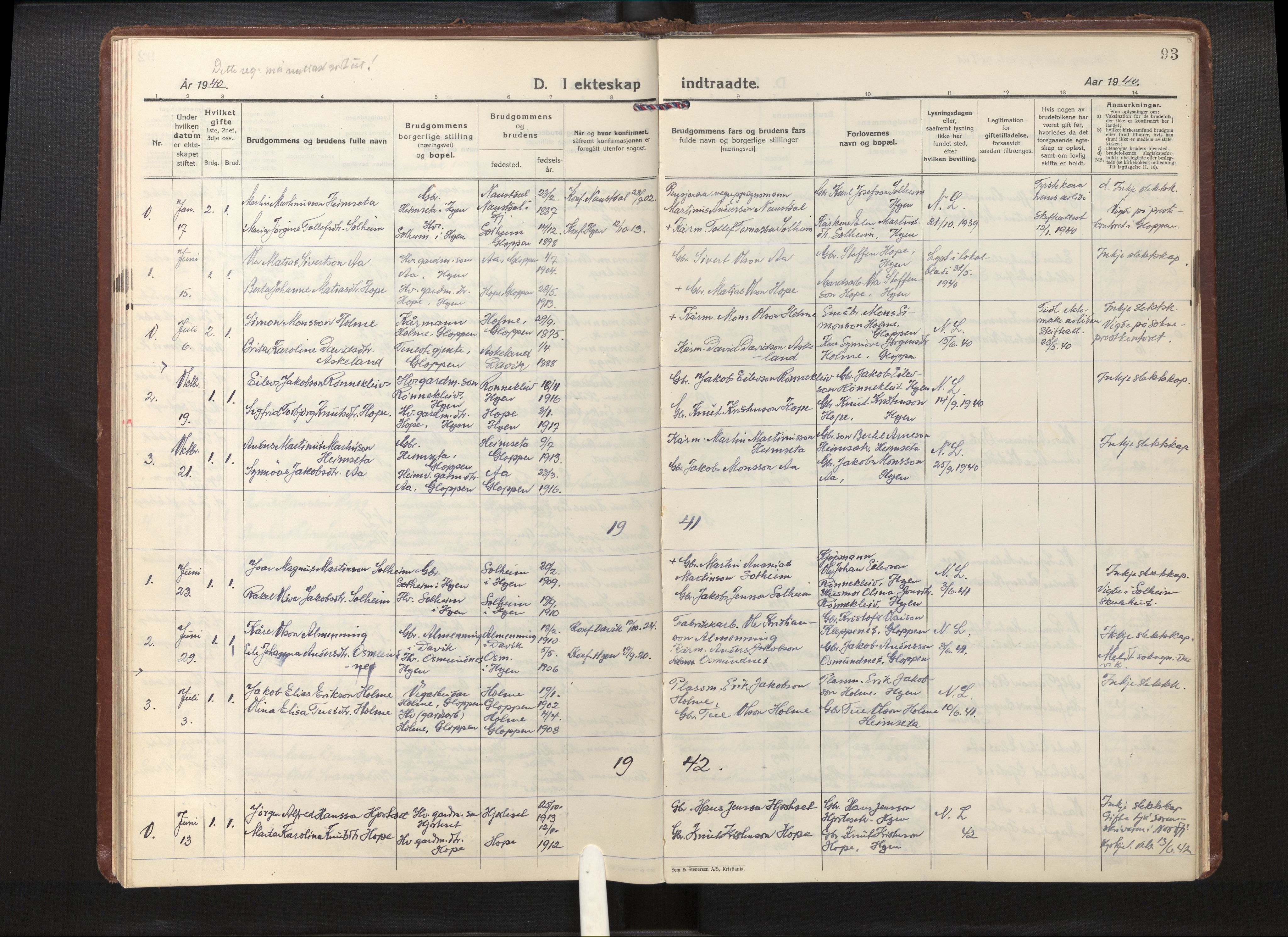 Gloppen sokneprestembete, AV/SAB-A-80101/H/Haa/Haae/L0003: Parish register (official) no. E 3, 1925-1951, p. 92b-93a