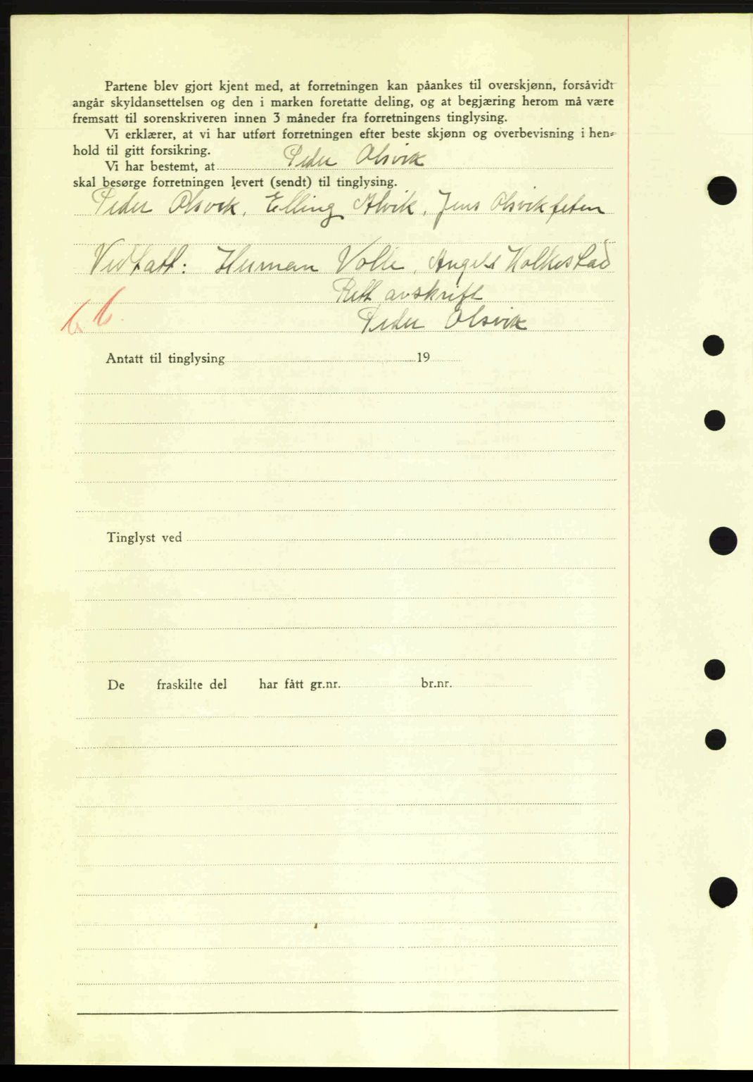 Nordre Sunnmøre sorenskriveri, SAT/A-0006/1/2/2C/2Ca: Mortgage book no. A11, 1941-1941, Diary no: : 1013/1941