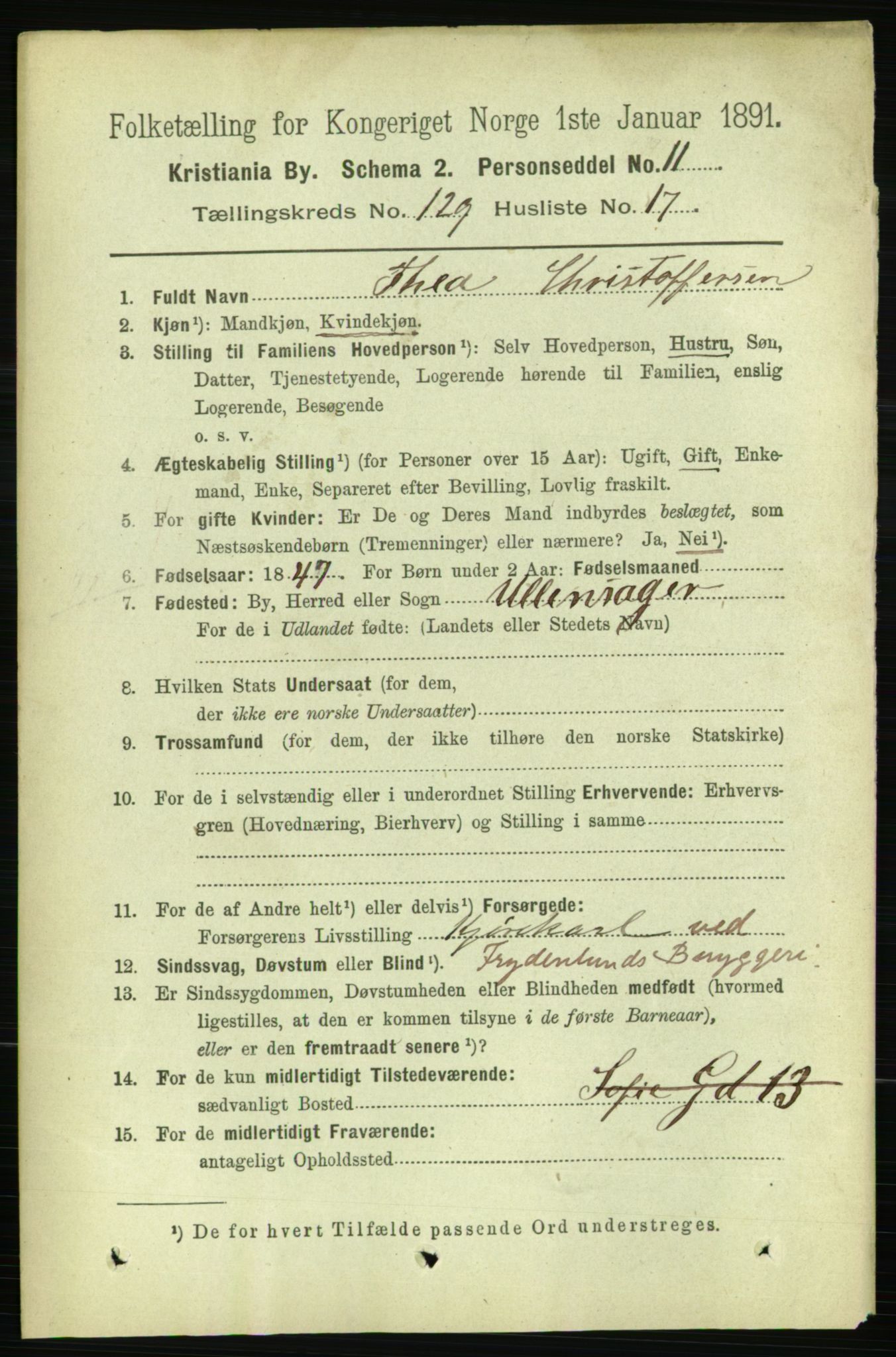 RA, 1891 census for 0301 Kristiania, 1891, p. 69712