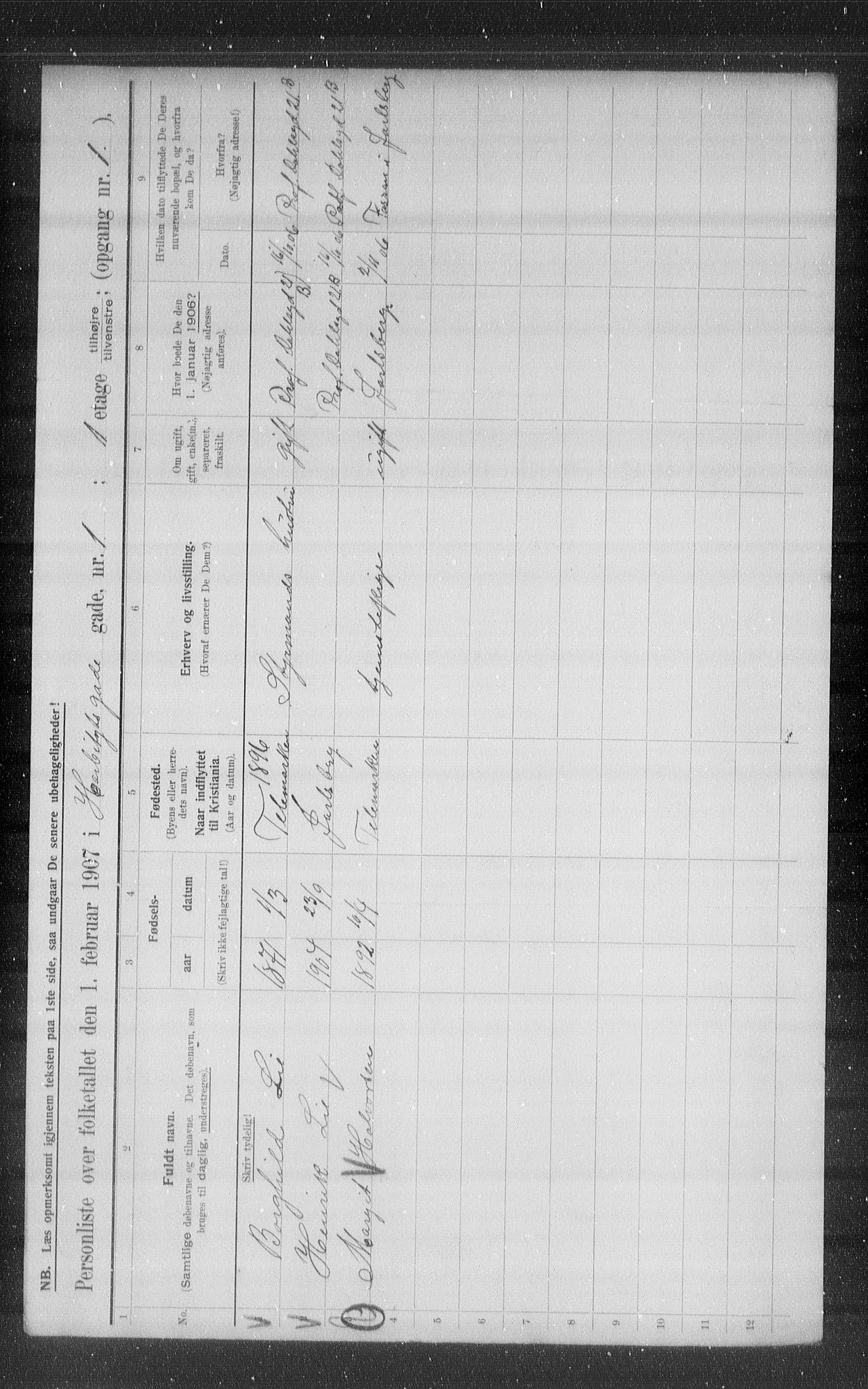 OBA, Municipal Census 1907 for Kristiania, 1907, p. 17965