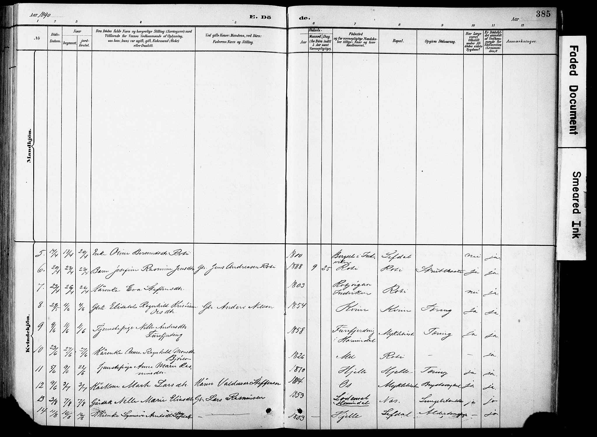 Eid sokneprestembete, AV/SAB-A-82301/H/Hab/Habb/L0002: Parish register (copy) no. B 2, 1882-1907, p. 385