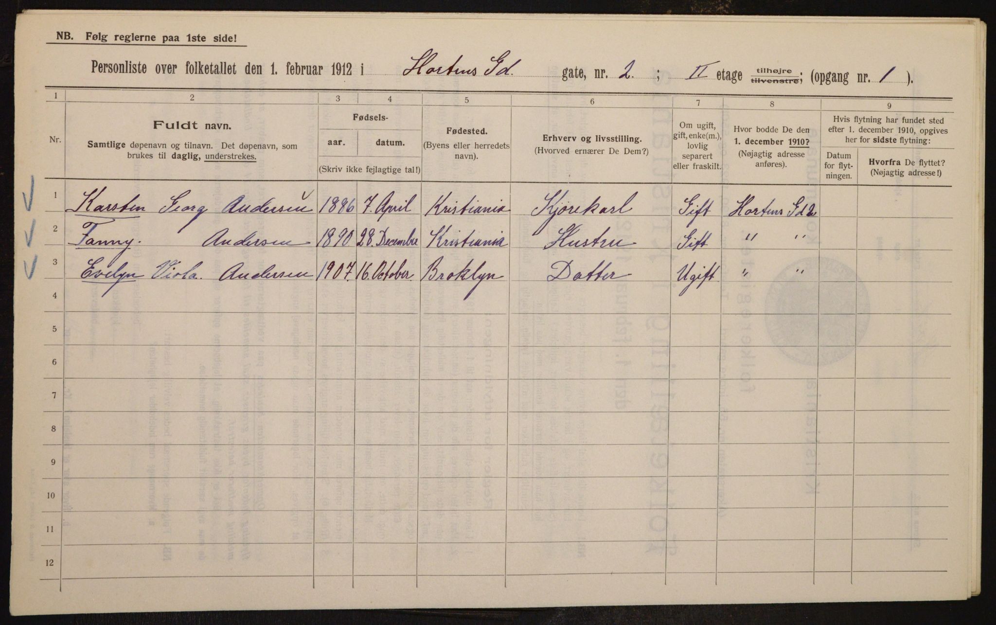 OBA, Municipal Census 1912 for Kristiania, 1912, p. 41785