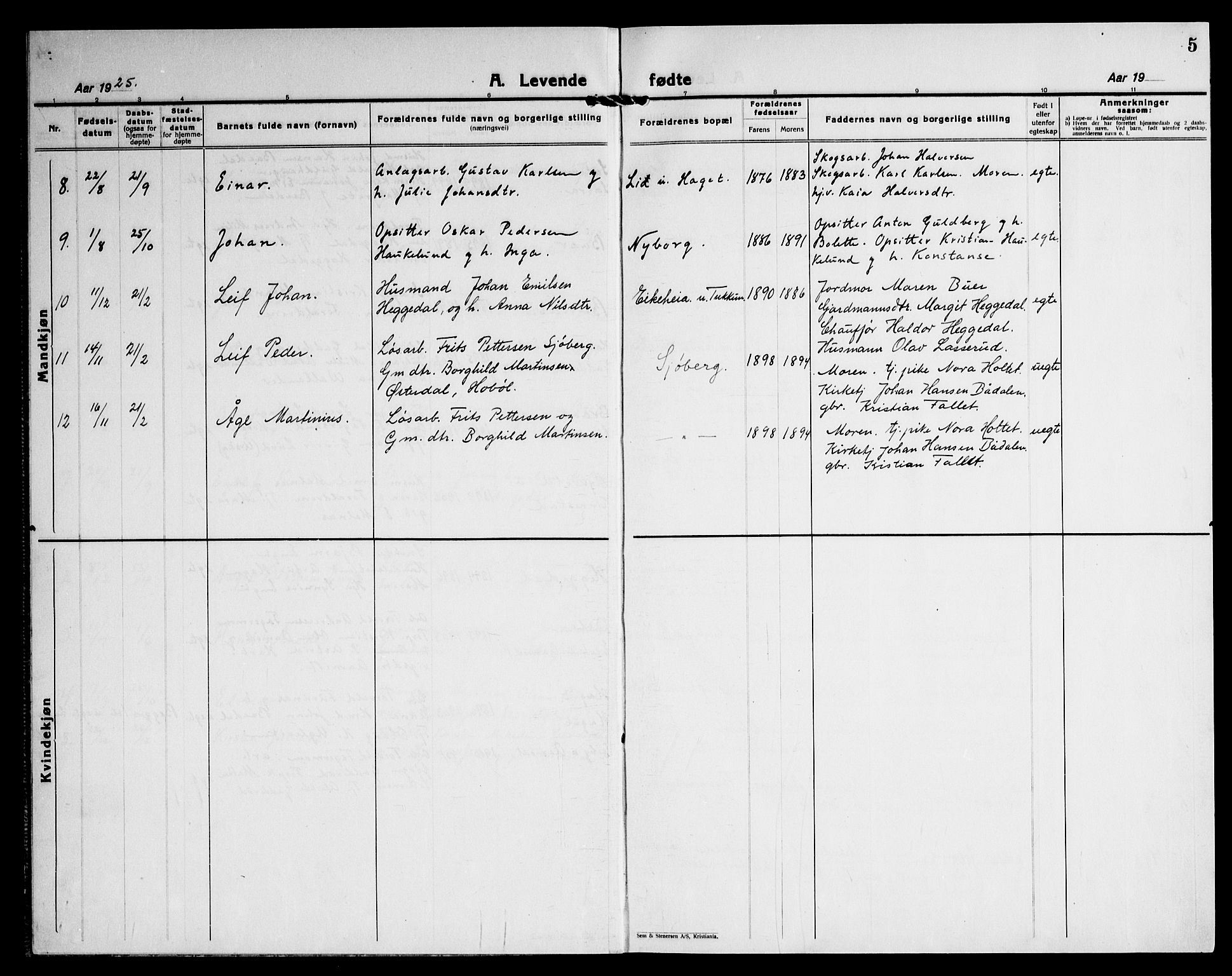 Høland prestekontor Kirkebøker, SAO/A-10346a/G/Gc/L0003: Parish register (copy) no. III 3, 1925-1947, p. 5