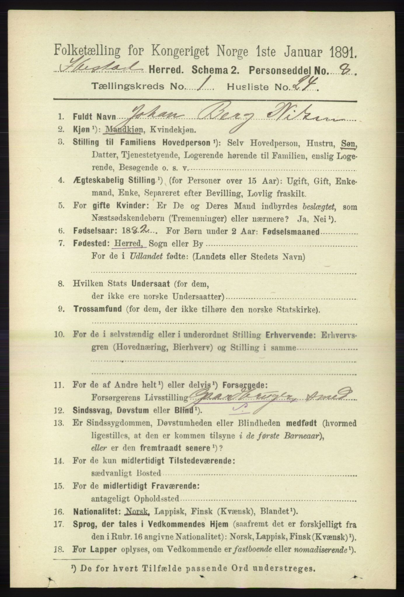RA, 1891 census for 1917 Ibestad, 1891, p. 301
