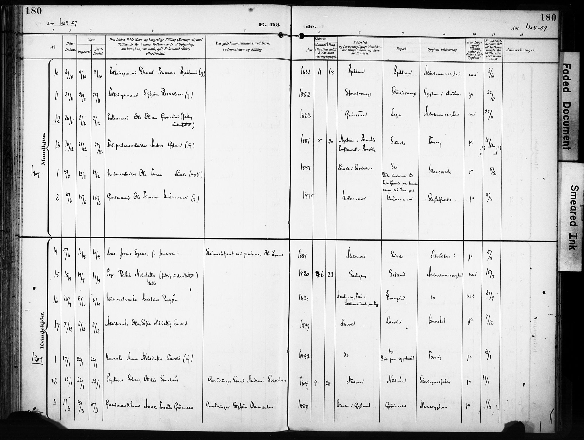 Flekkefjord sokneprestkontor, AV/SAK-1111-0012/F/Fa/Fac/L0009: Parish register (official) no. A 9, 1899-1909, p. 180