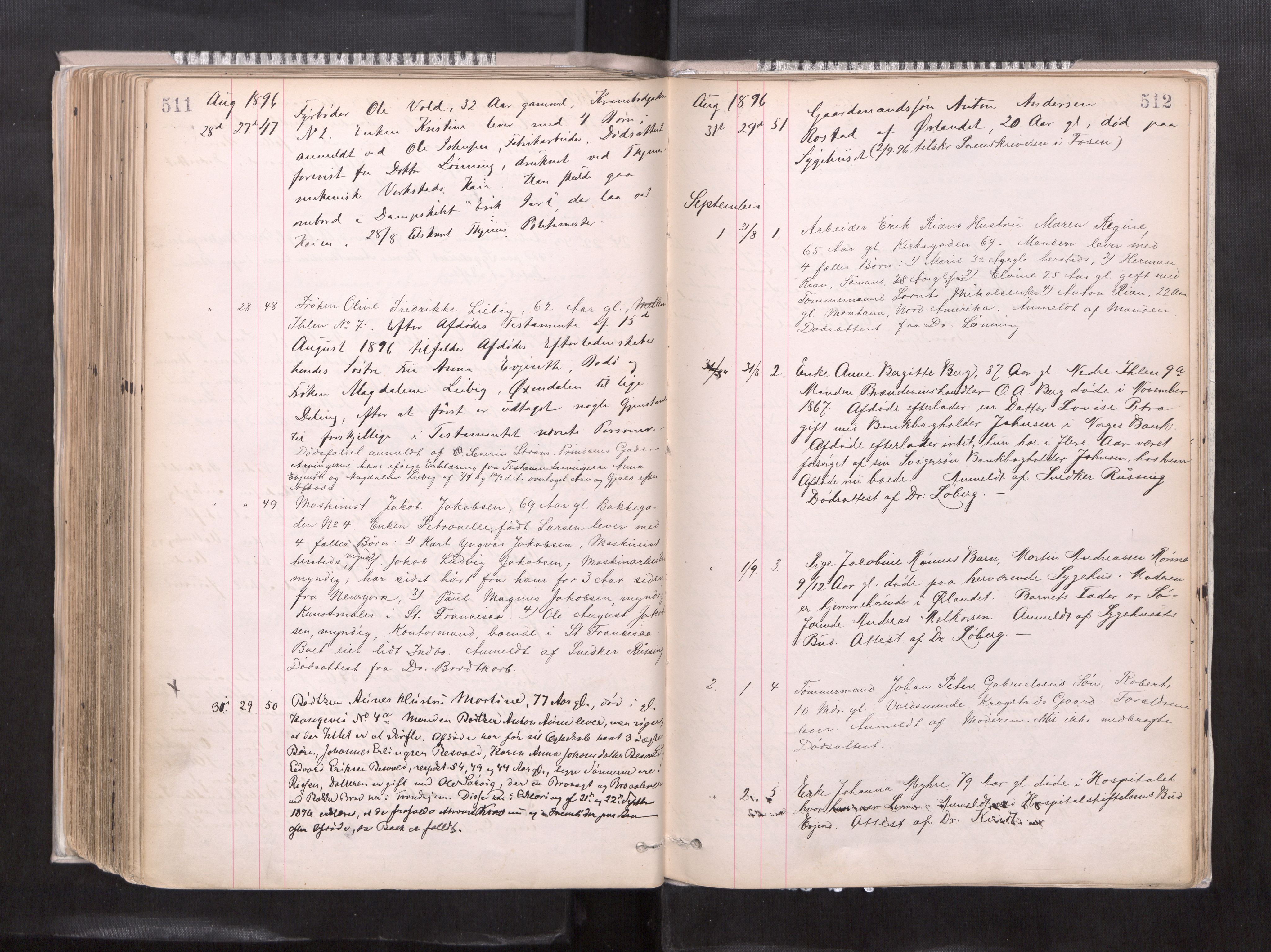 Trondheim byfogd, AV/SAT-A-0003/1/3/3L/L0004: Dødsanmeldelsesprotokoll, 1891-1897, p. 511-512