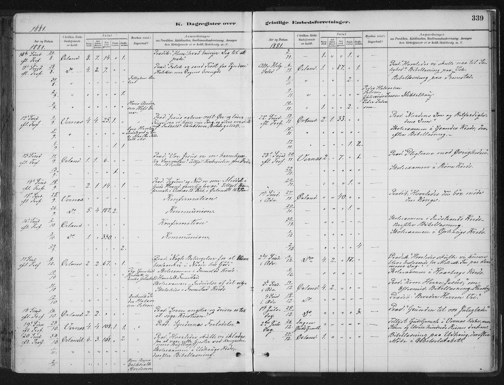 Ministerialprotokoller, klokkerbøker og fødselsregistre - Sør-Trøndelag, AV/SAT-A-1456/659/L0739: Parish register (official) no. 659A09, 1879-1893, p. 339